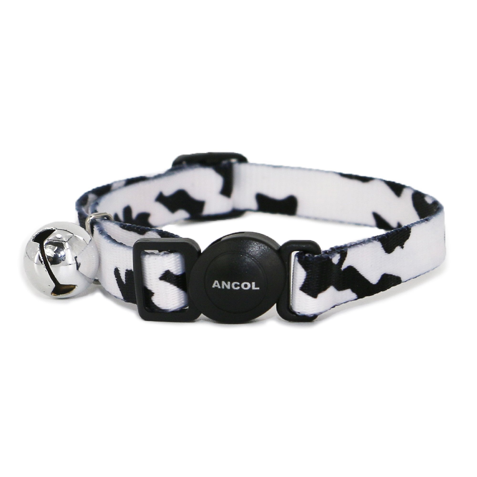 Ancol Camouflage Black & White Safety Cat Collar With Bell (20-30cm)