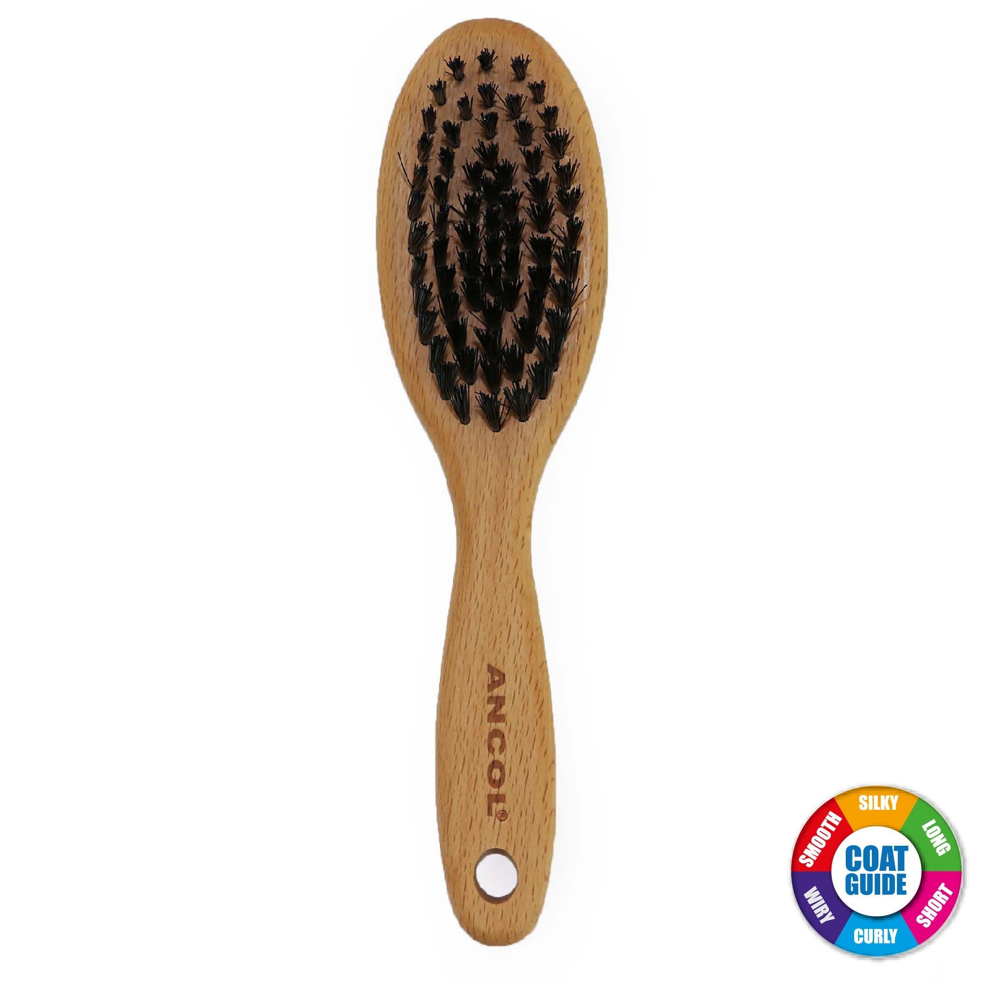Ancol Ergo Wood Handle Soft Bristle Dog Brush - Small