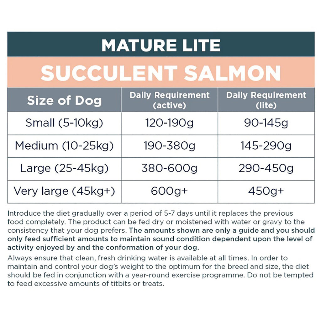Mature Lite Succulent Salmon Dog Food 12kg