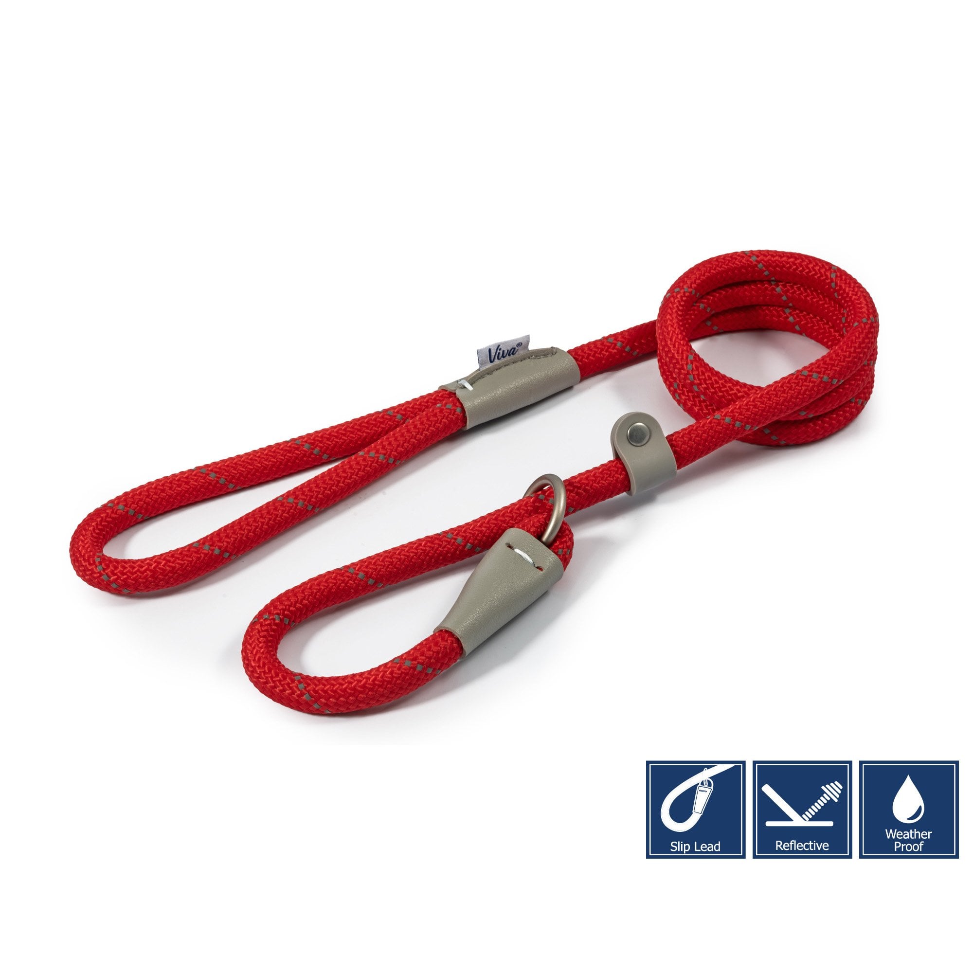 Ancol Viva Rope Dog Slip Lead Red 120 x 1.2cm