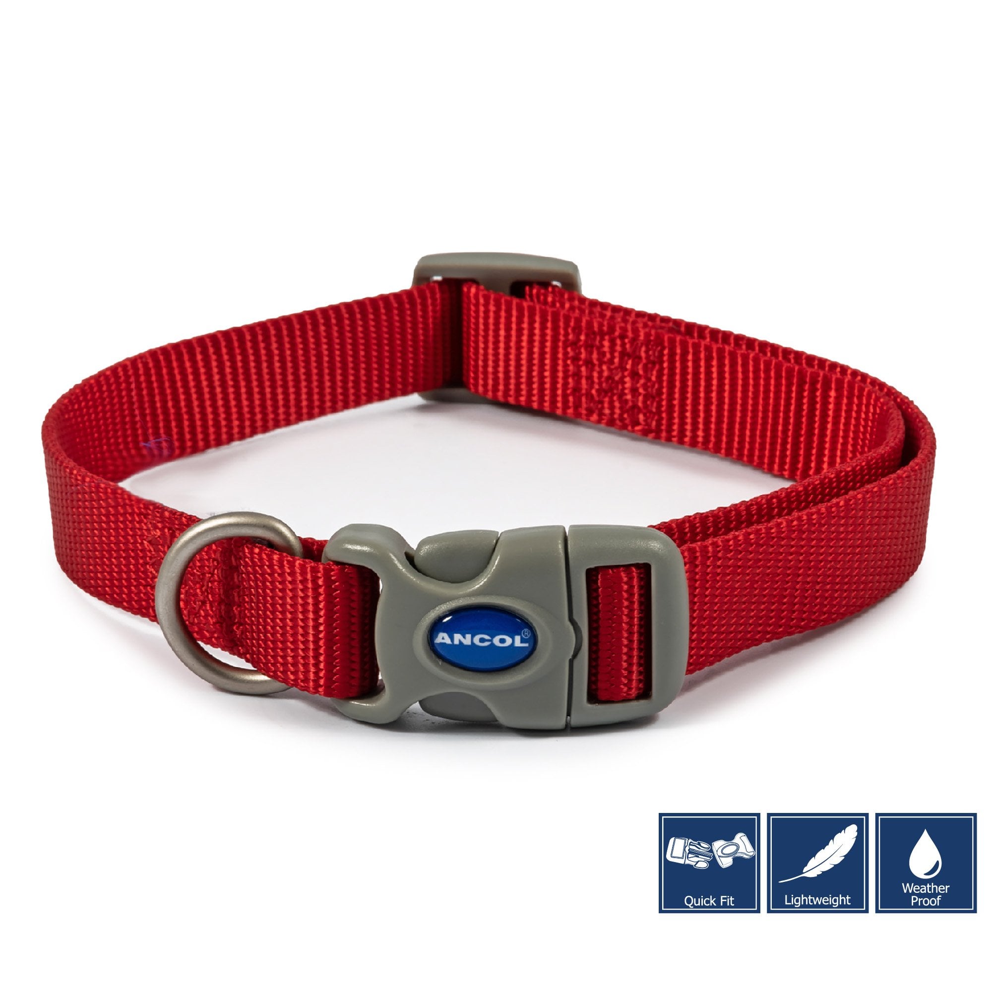 Ancol Viva Quick Fit Adjustable Dog Collar Red Size 1-2 (20-30cm)