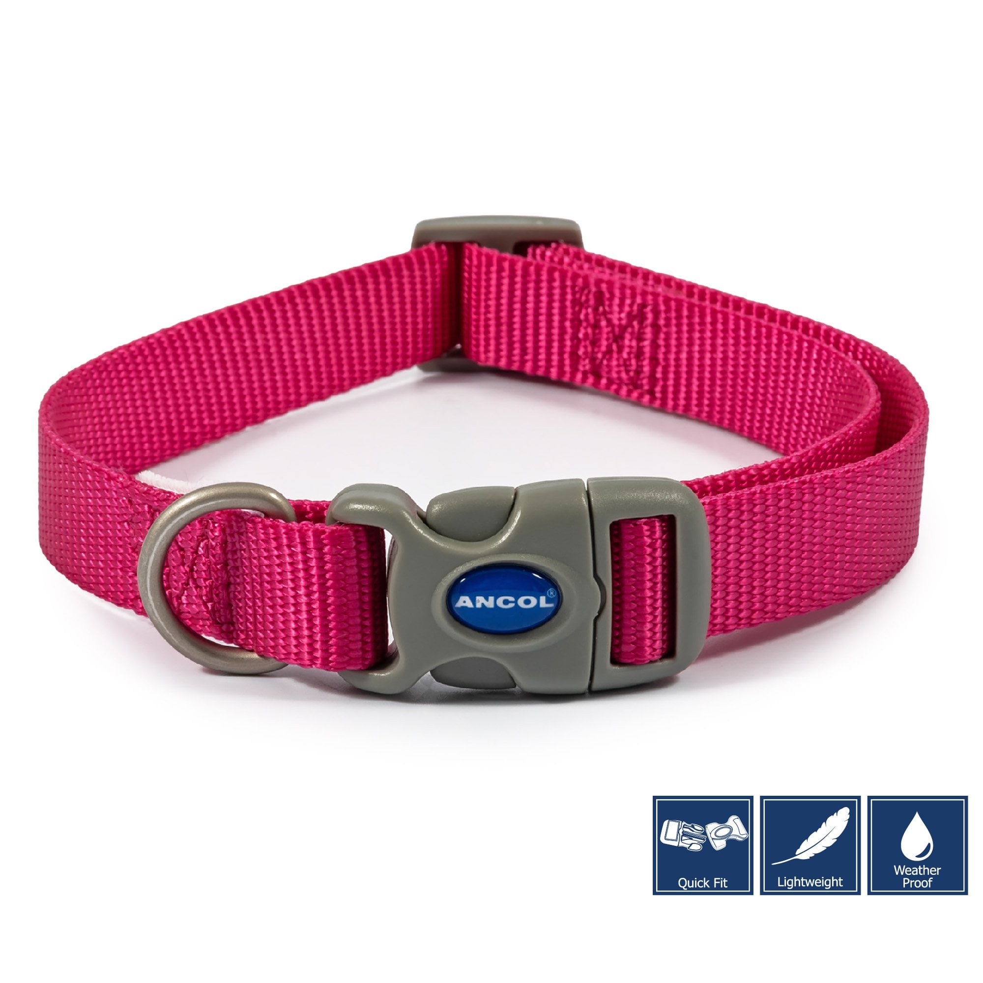 Ancol Viva Quick Fit Adjustable Dog Collar Pink Size 1-2 (20-30cm)