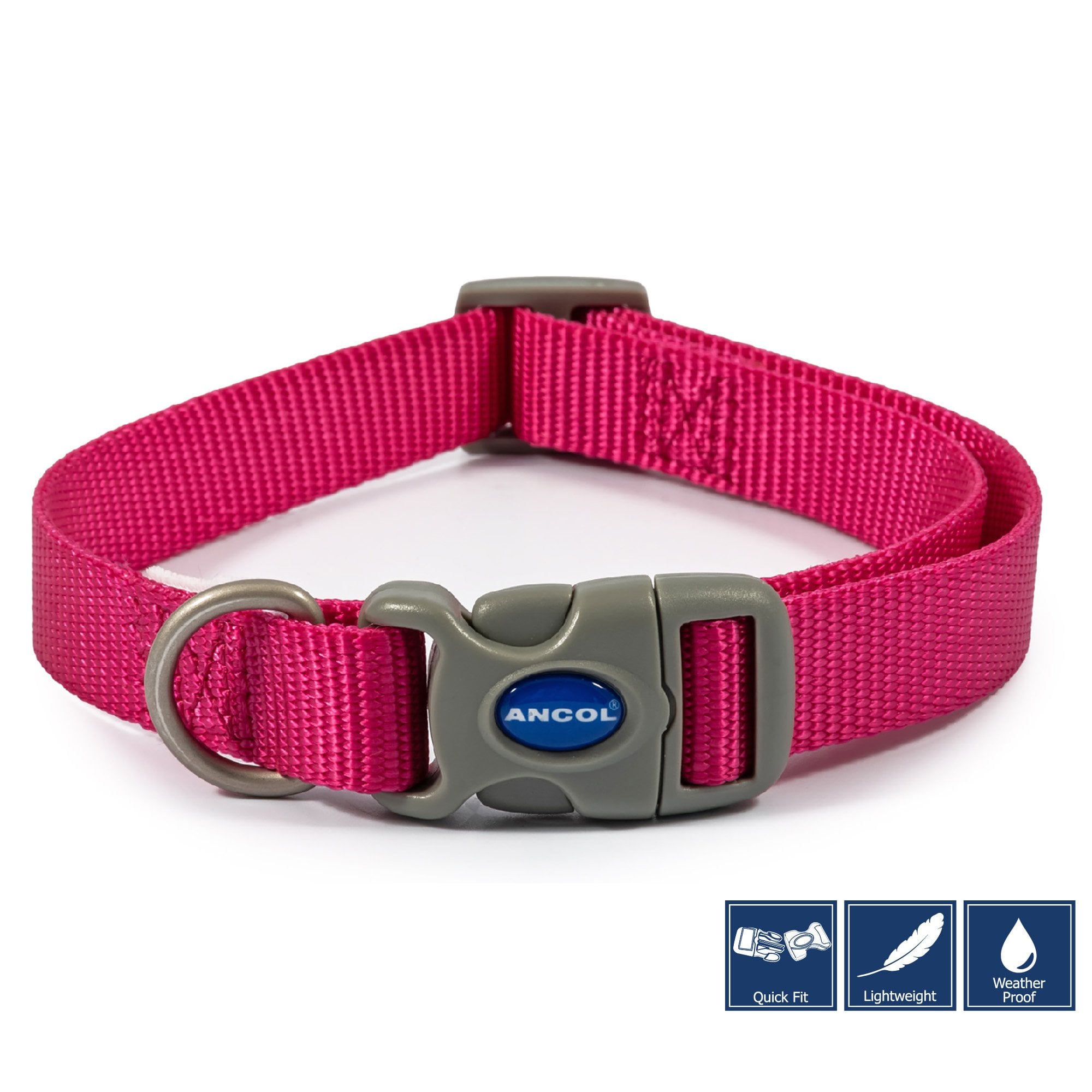 Viva Quick Fit Adjustable Dog Collar Pink Size 2-5 (30-50cm)