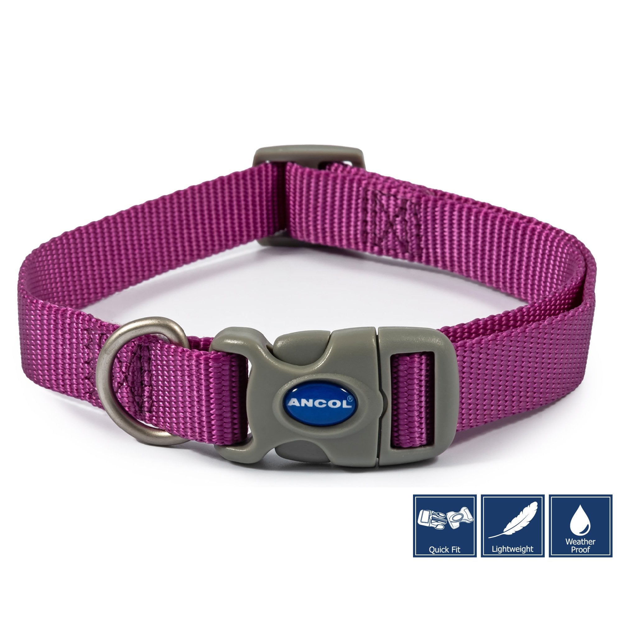 Viva Quick Fit Adjustable Dog Collar Purple Size 2-5 (30-50cm)