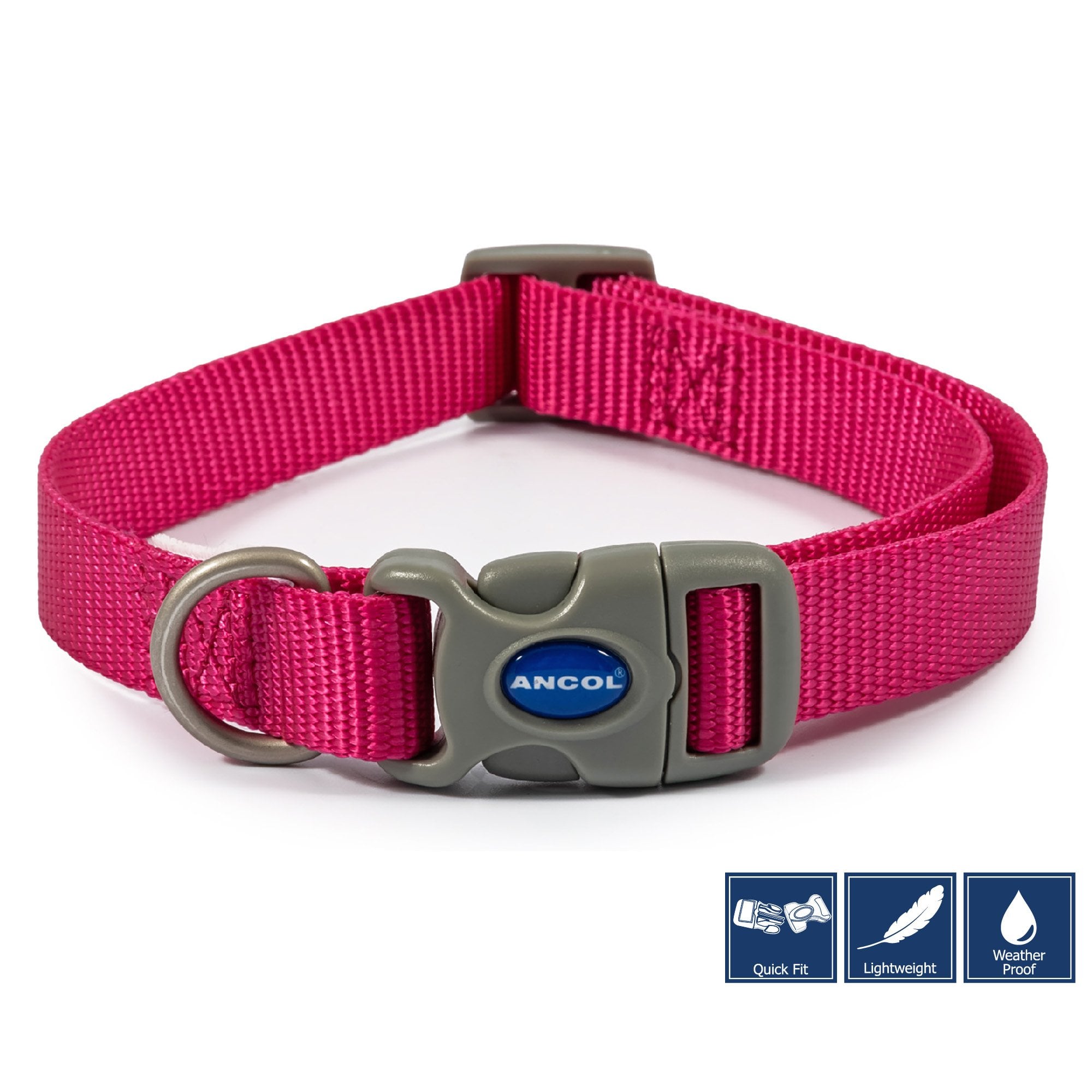 Ancol Viva Quick Fit Adjustable Dog Collar Pink - Size 5-9 (45-70cm)