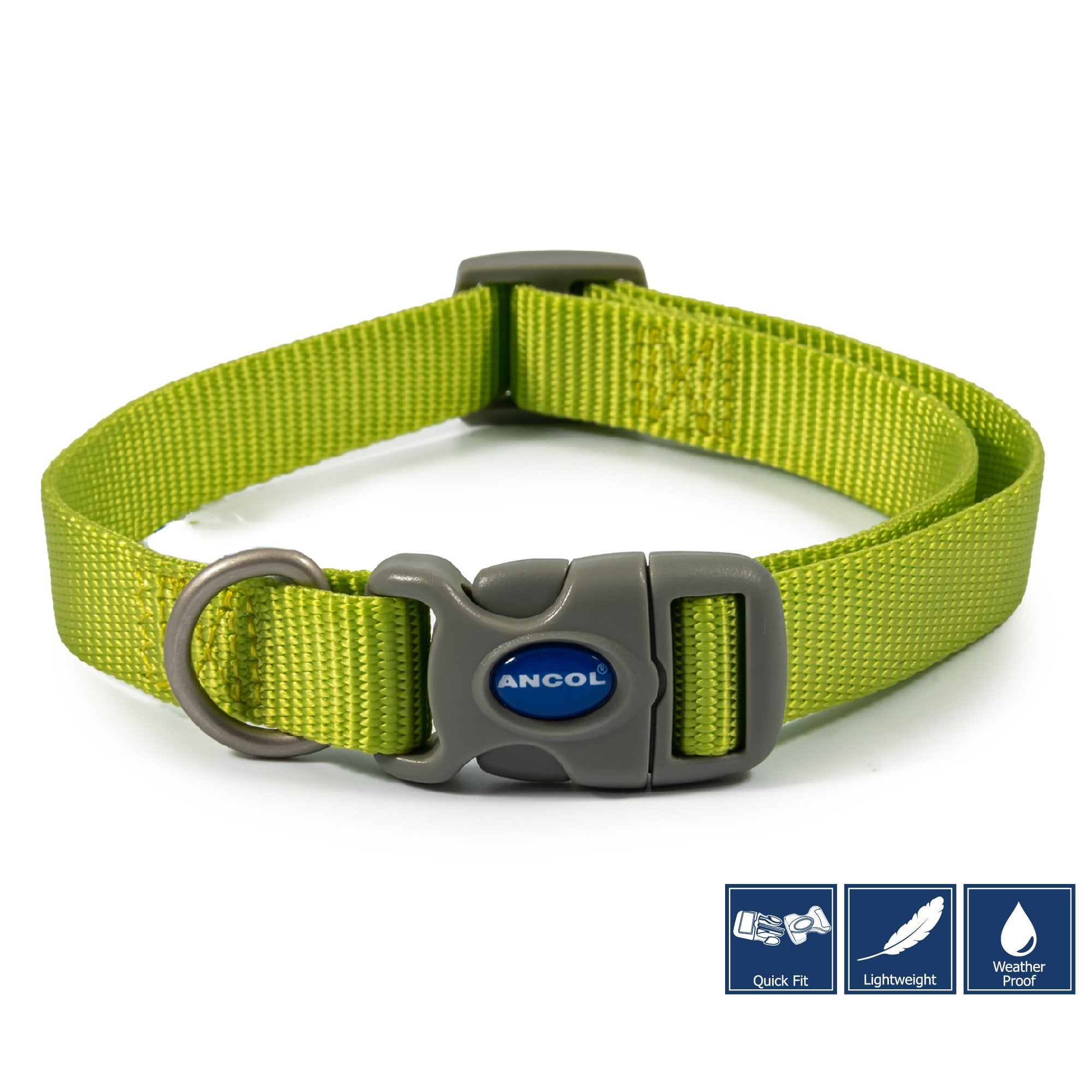 Ancol Viva Quick Fit Adjustable Dog Collar Lime - Size 5-9 (45 -70cm)