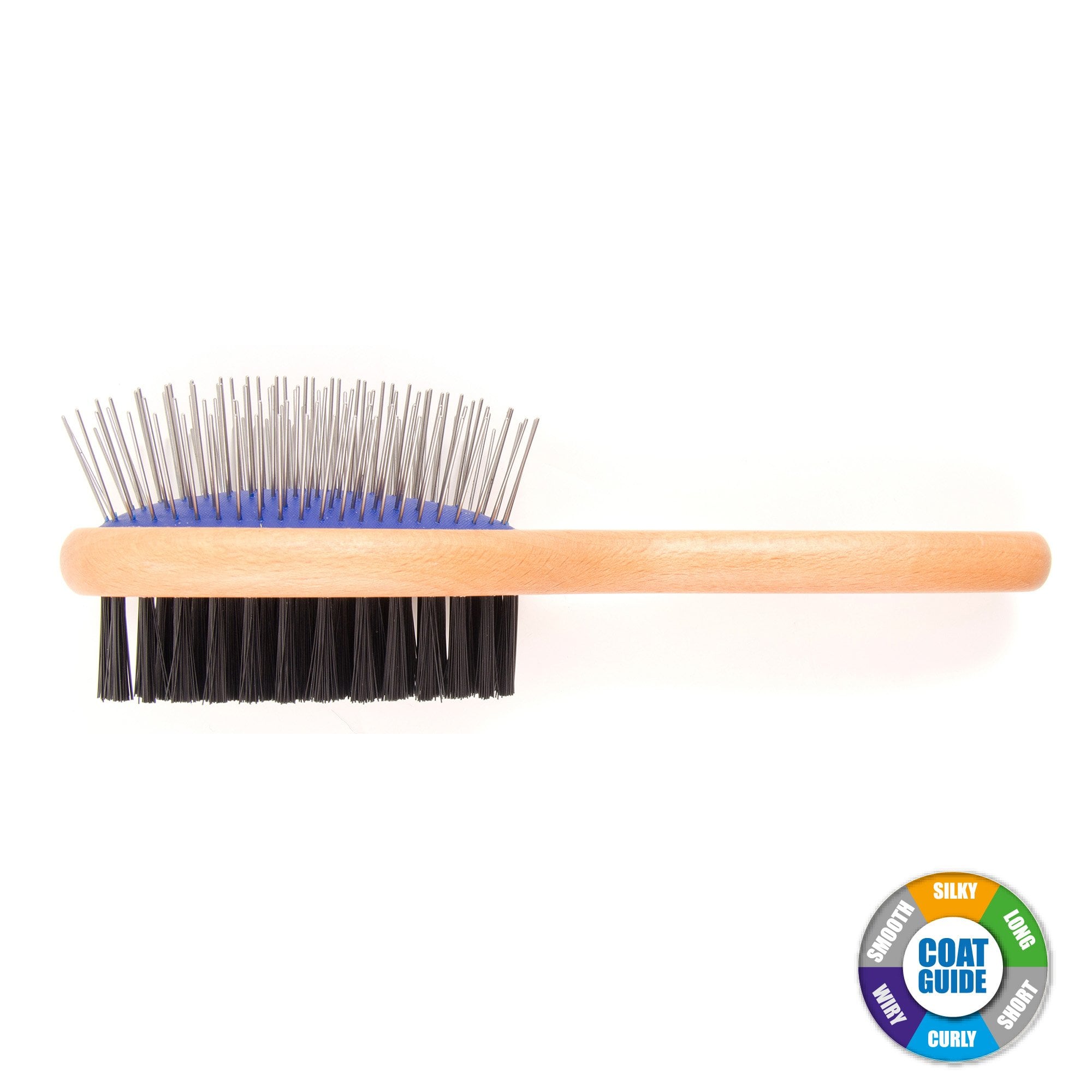 Ancol Wooden Handle Double Sided Dog Brush - Small