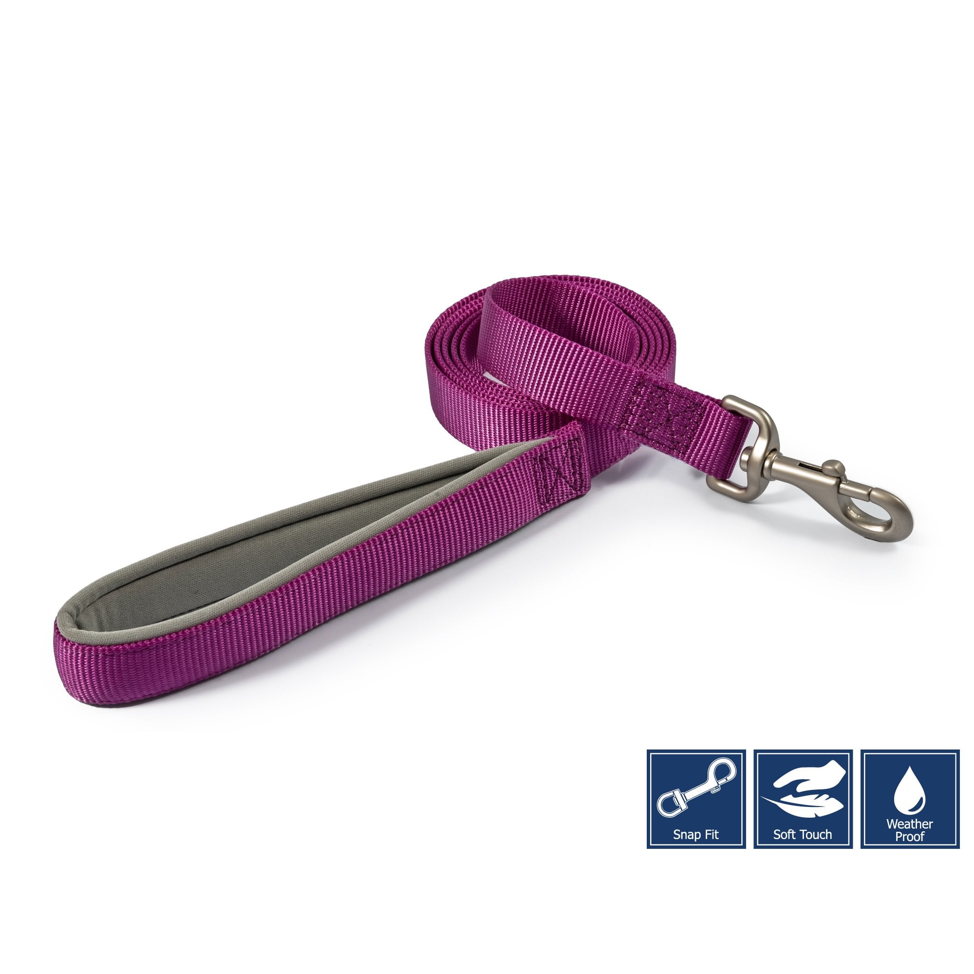 Ancol Viva Padded Snap Dog Lead Purple 100 x 2.5cm
