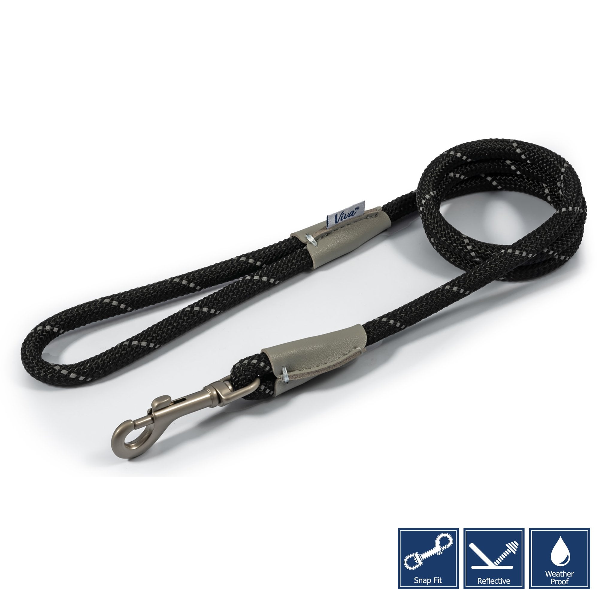 Ancol Viva Rope Snap Dog Lead Black 107 x 1cm