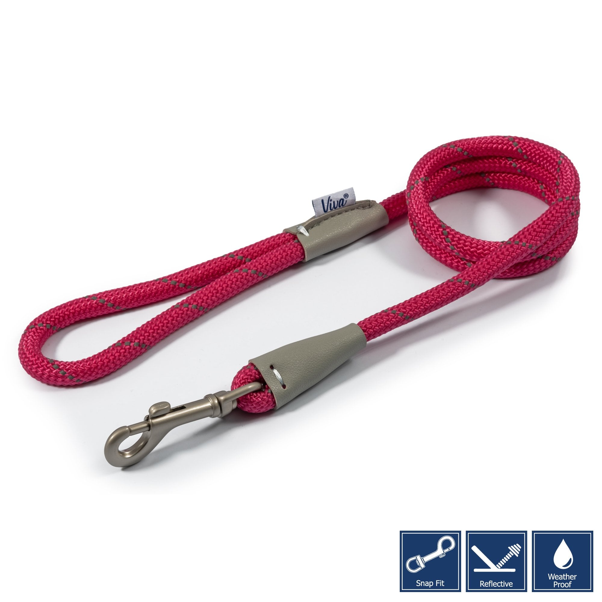 Ancol Viva Rope Snap Dog Lead Pink 107 x 1cm