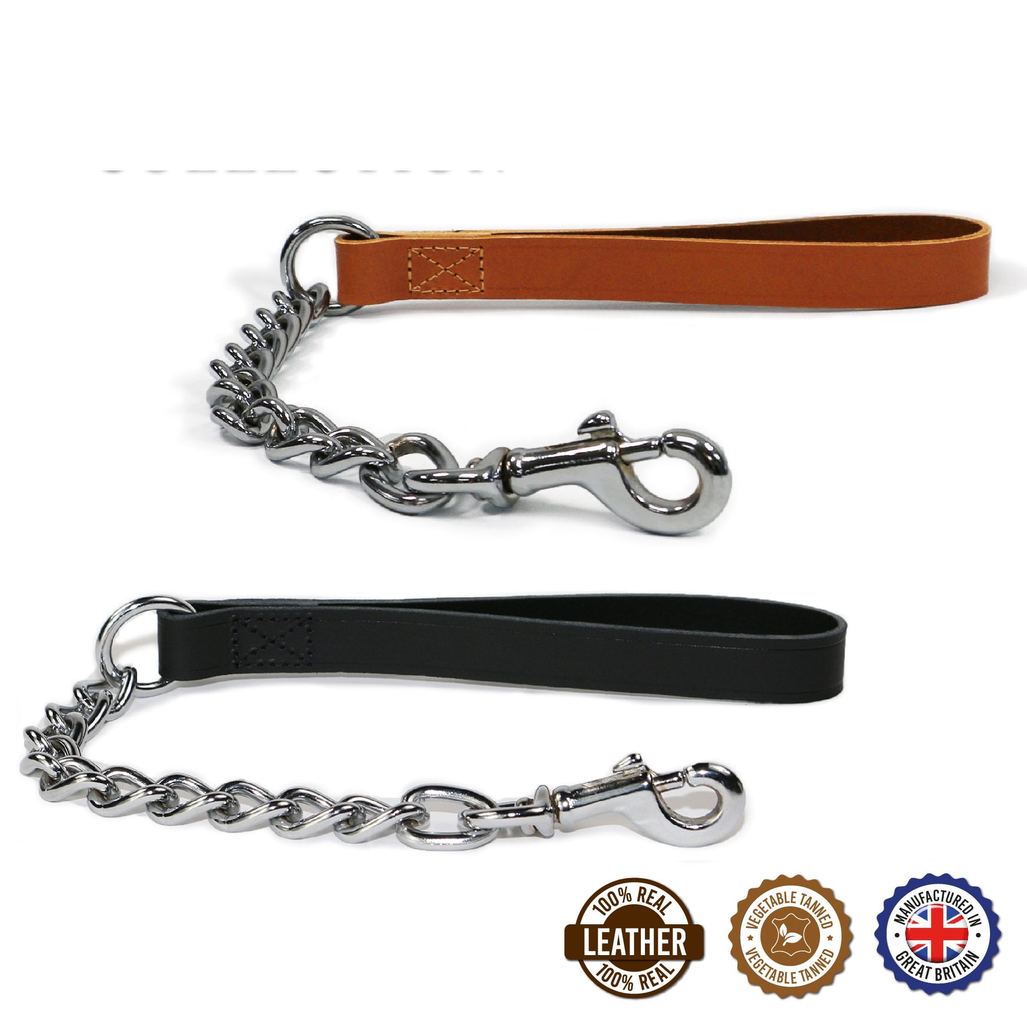 Classic Leather Chain Dog Lead - Extra Heavy