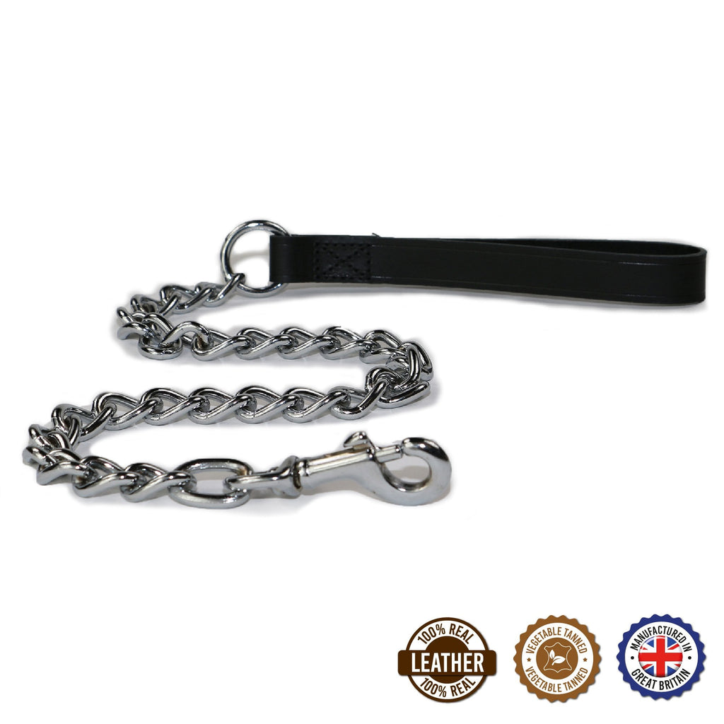 Ancol Classic Leather Chain Dog Lead - Extra Heavy