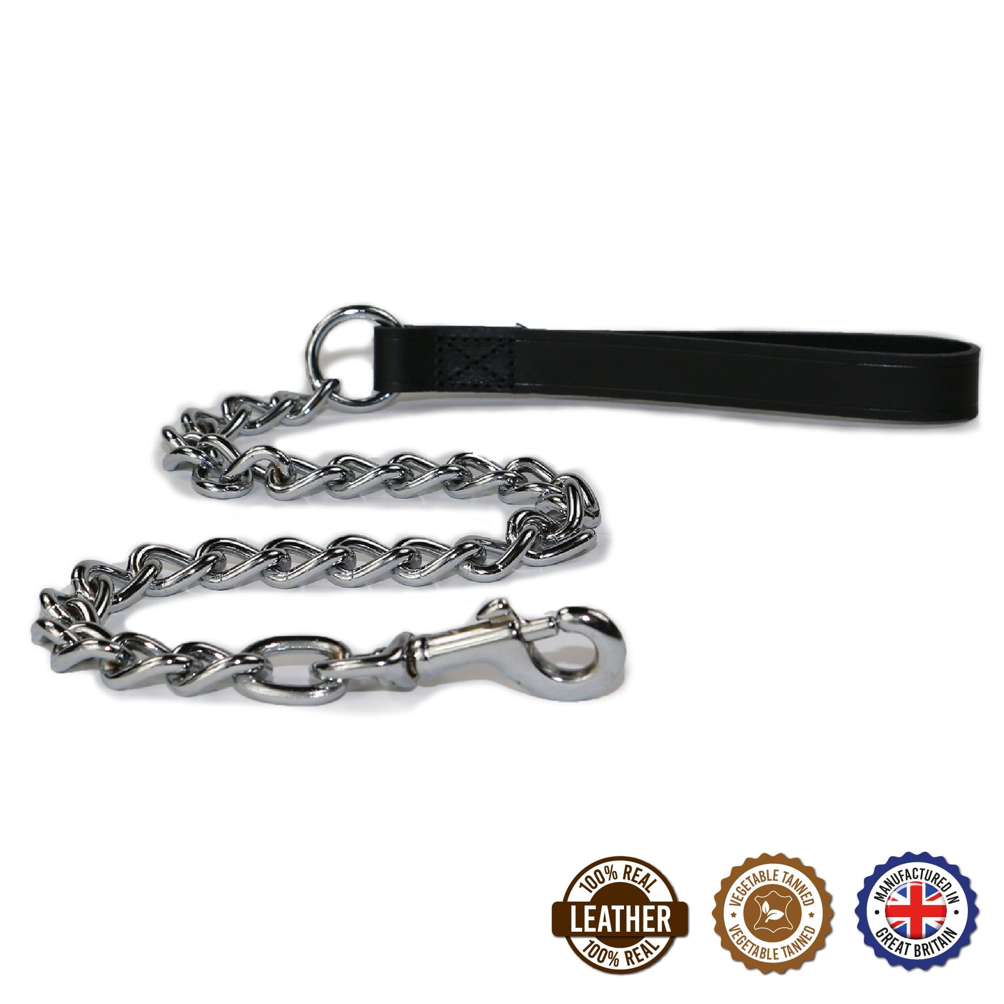 Classic Leather Chain Dog Lead - Extra Heavy