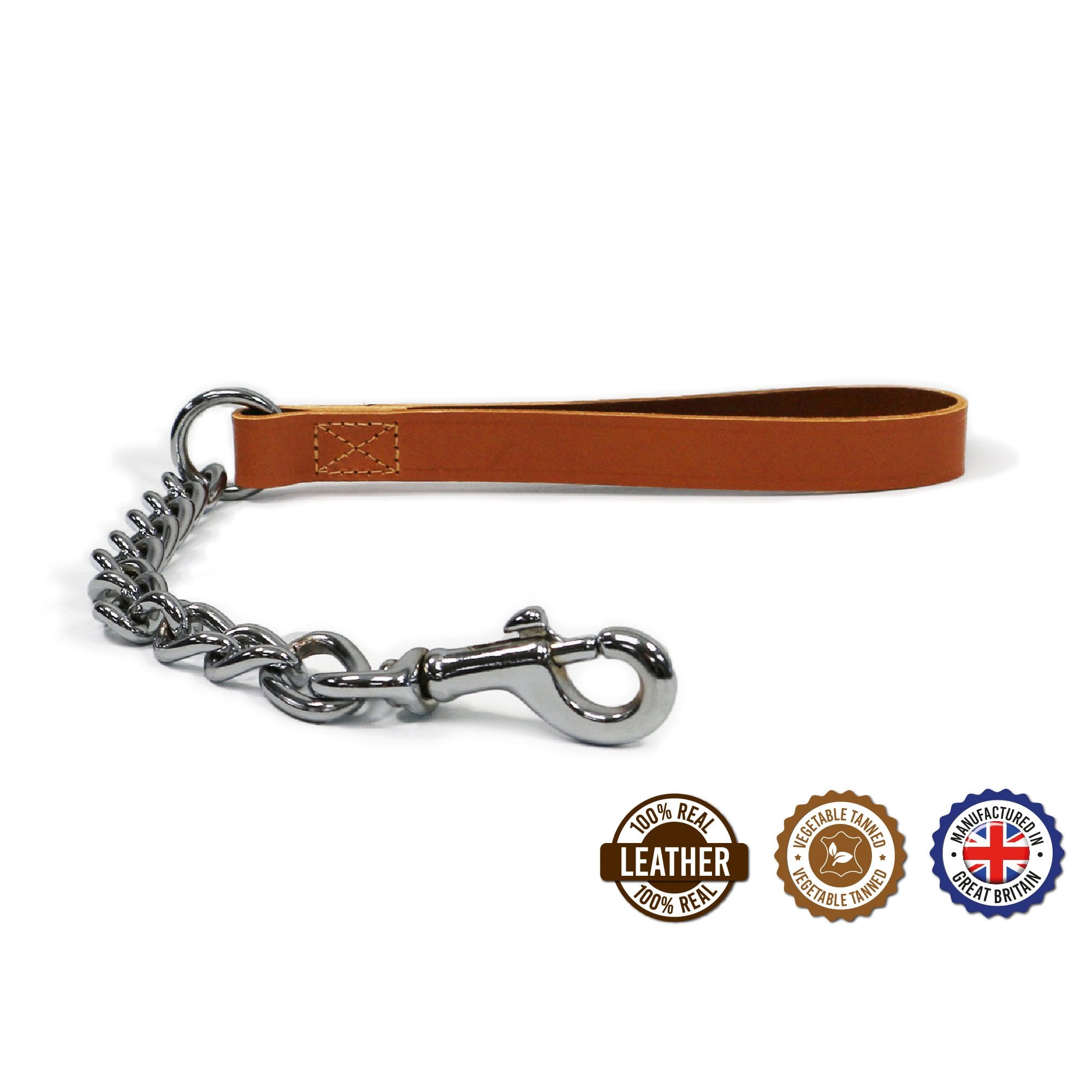 Classic Leather Chain Dog Lead - Extra Heavy