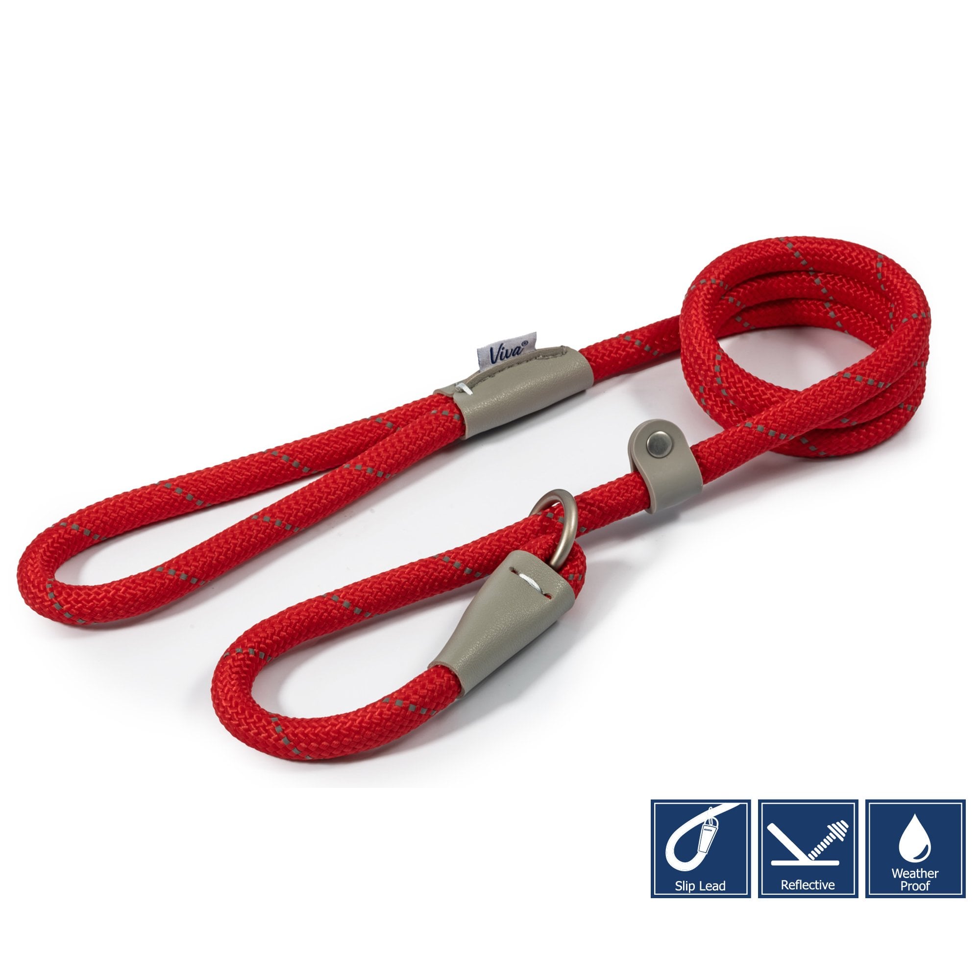 Ancol Viva Rope Slip Dog Lead Red 150cm x 1.2cm