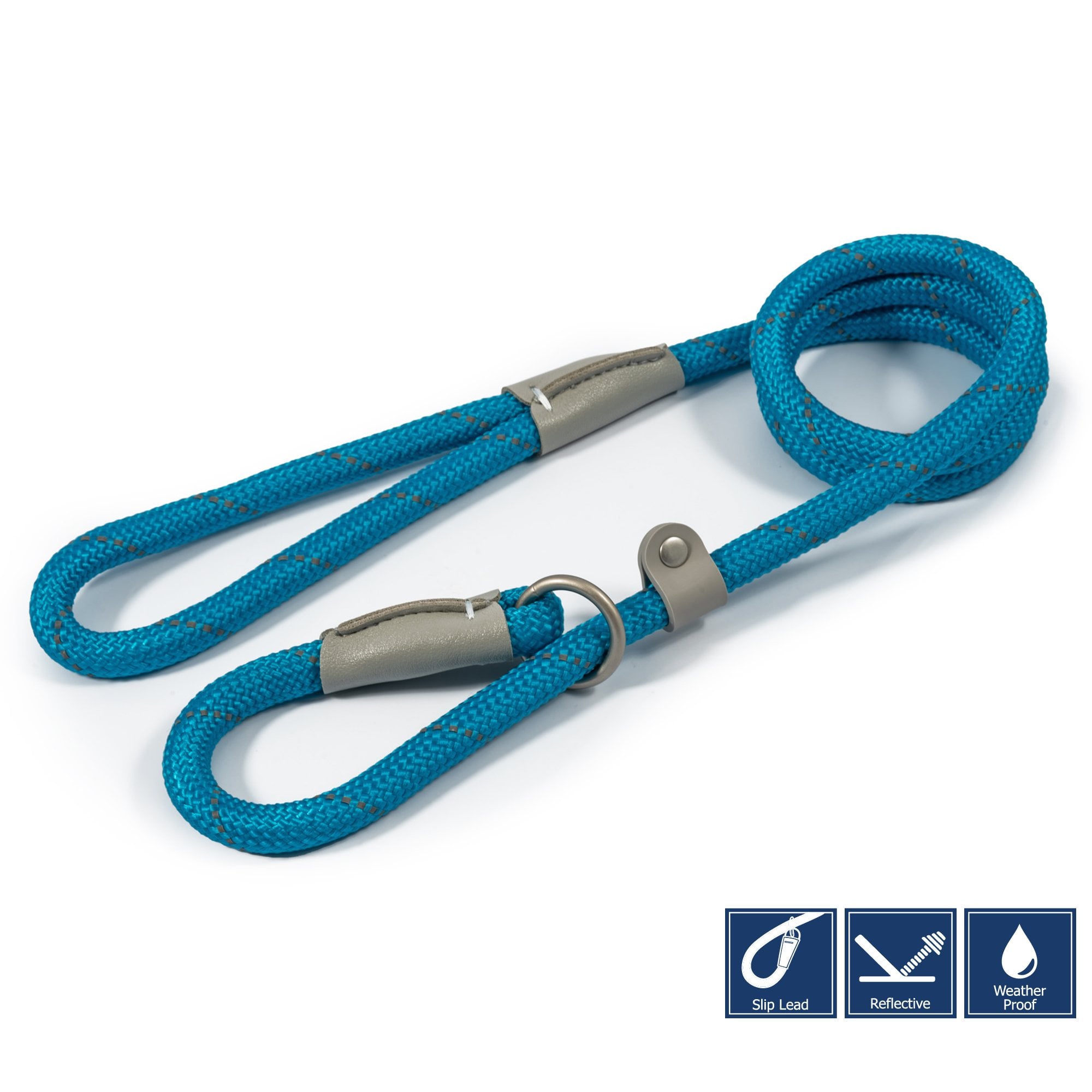 Ancol Viva Rope Slip Dog Lead Blue 150 x 1.2cm