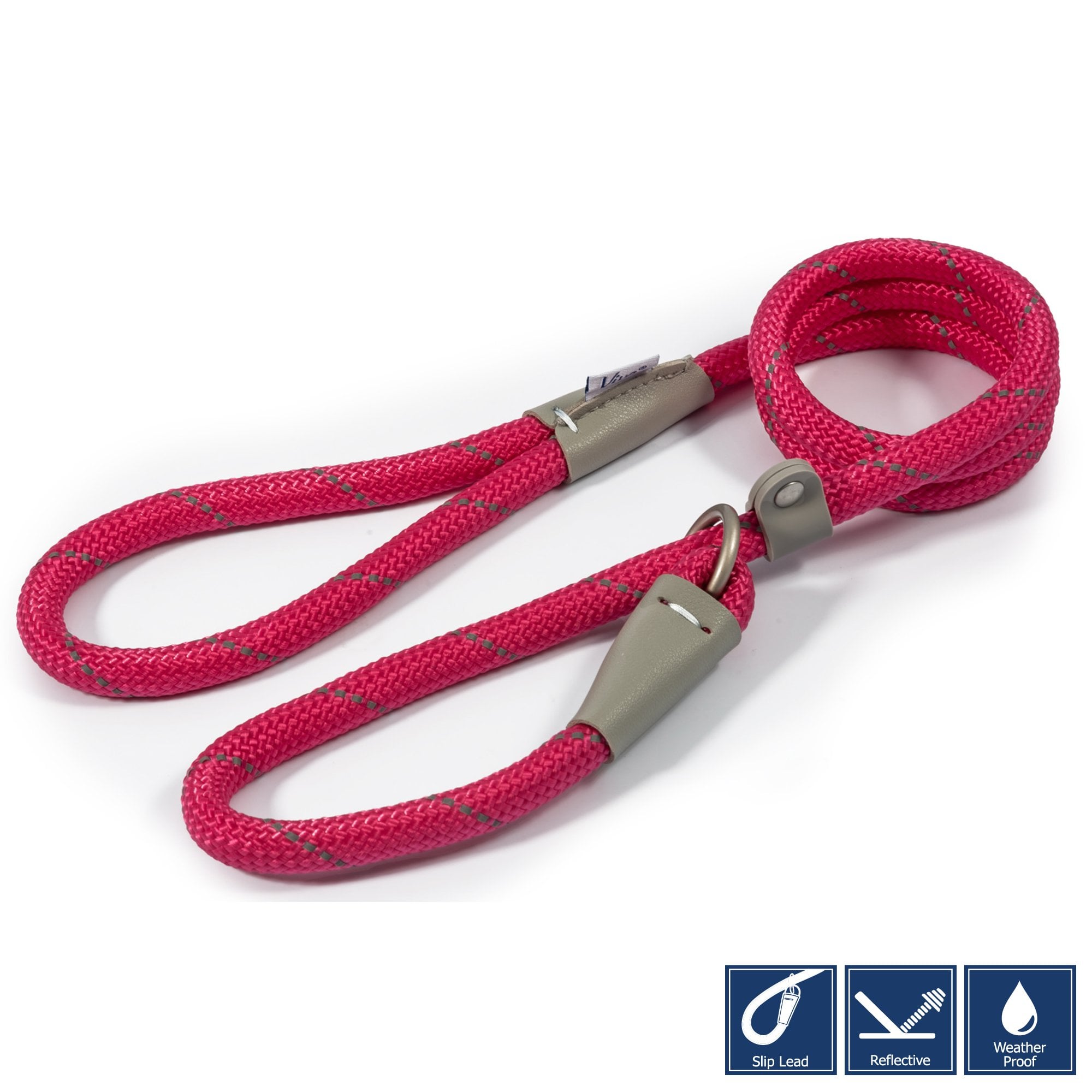 Ancol Viva Rope Slip Dog Lead Pink 150 x 1.2cm