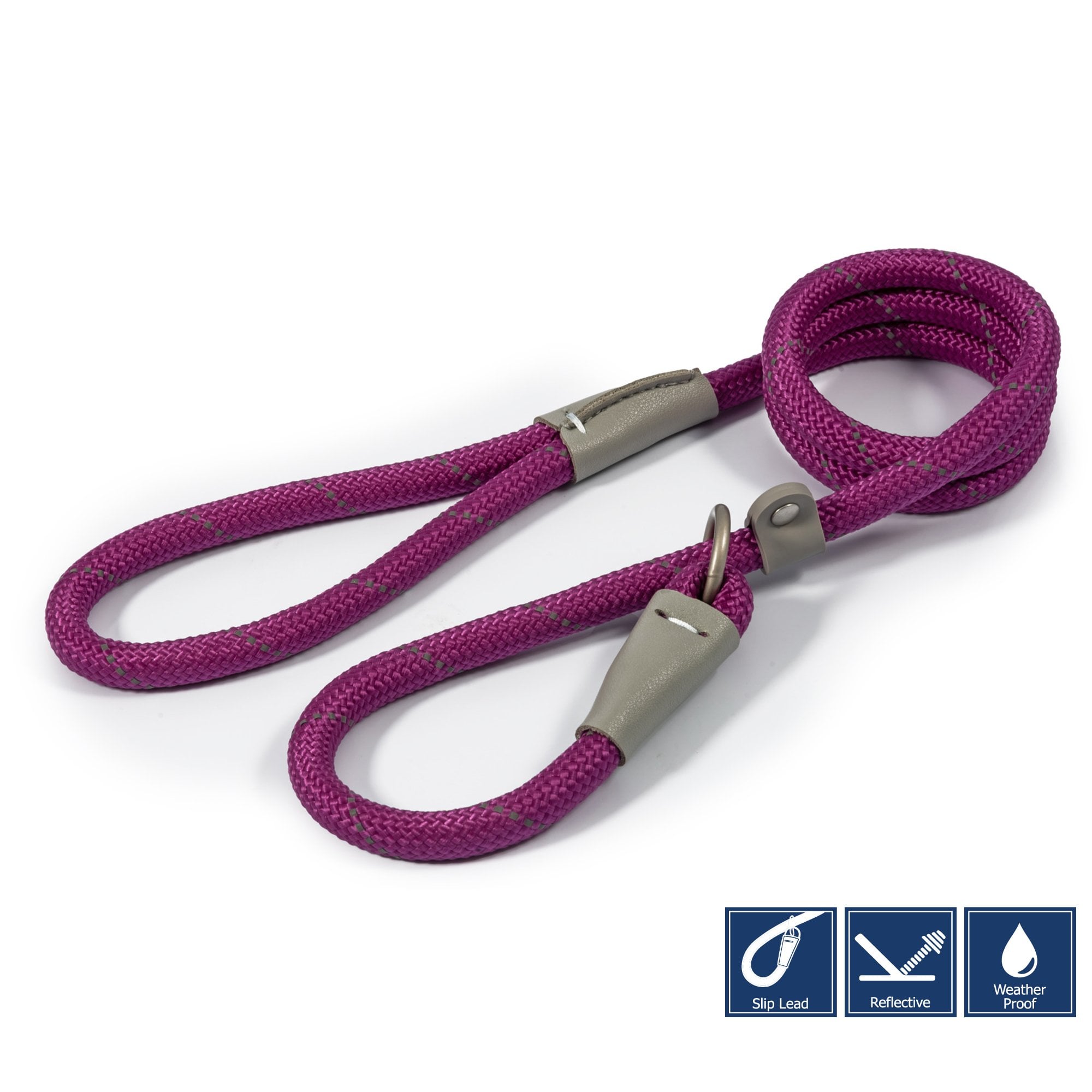 Ancol Viva Rope Slip Dog Lead Purple 150 x 1.2cm