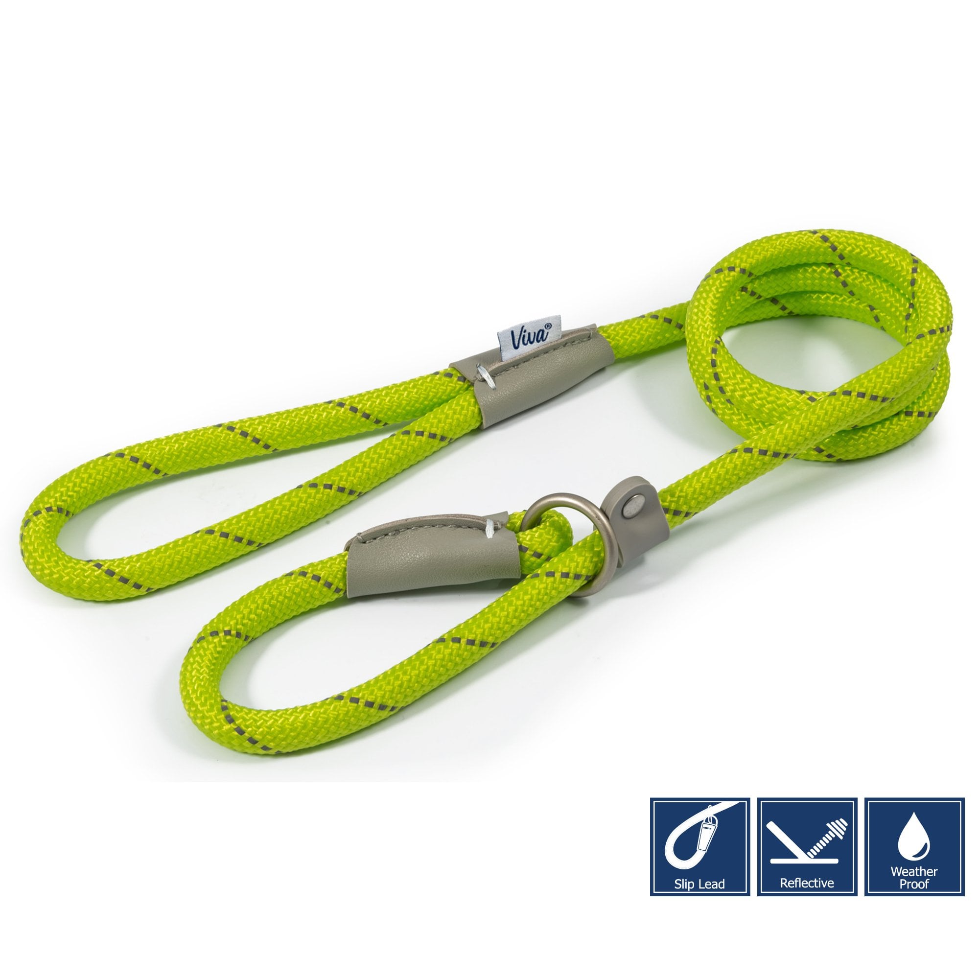 Ancol Viva Rope Slip Dog Lead Lime 150 x 1.2cm