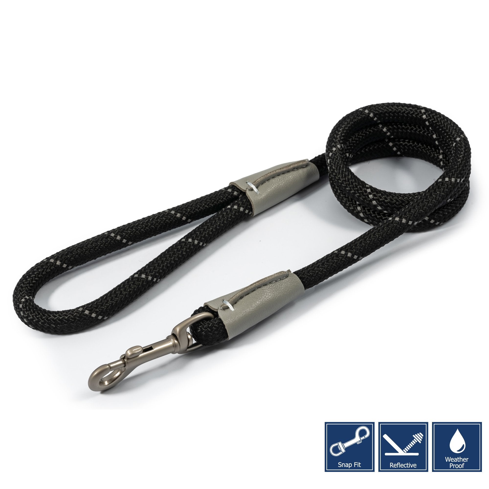 Ancol Viva Rope Snap Dog Lead Black 107 x 1.2cm