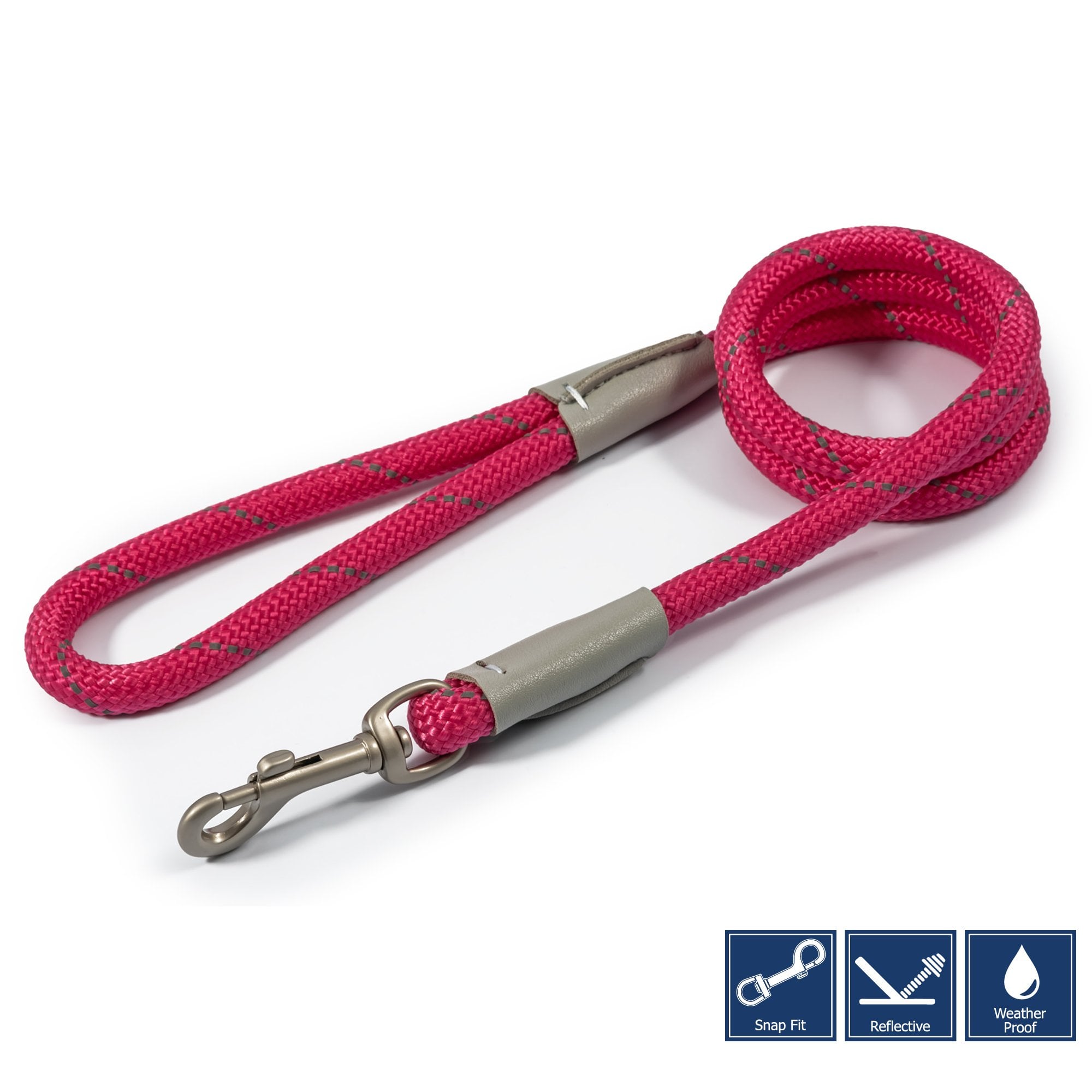 Ancol Viva Rope Snap Dog Lead Pink 107 x 1.2cm