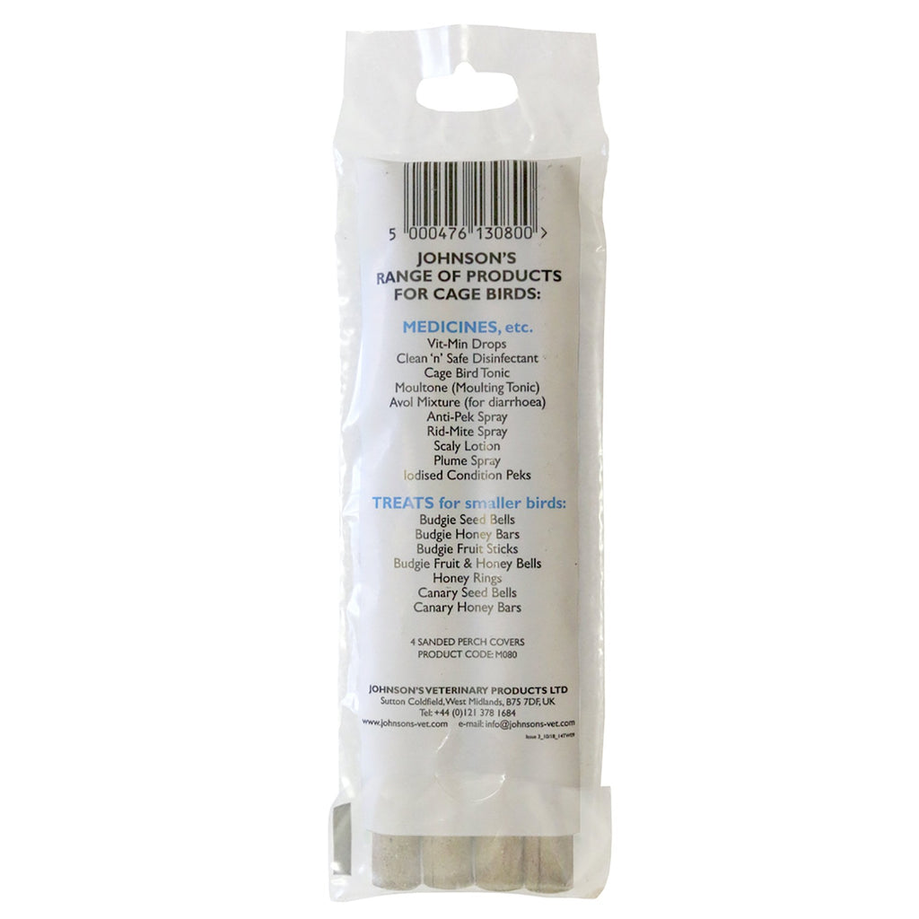 Johnson's Veterinary Budgie & Canaries Sanded Perch Covers - Pack 4