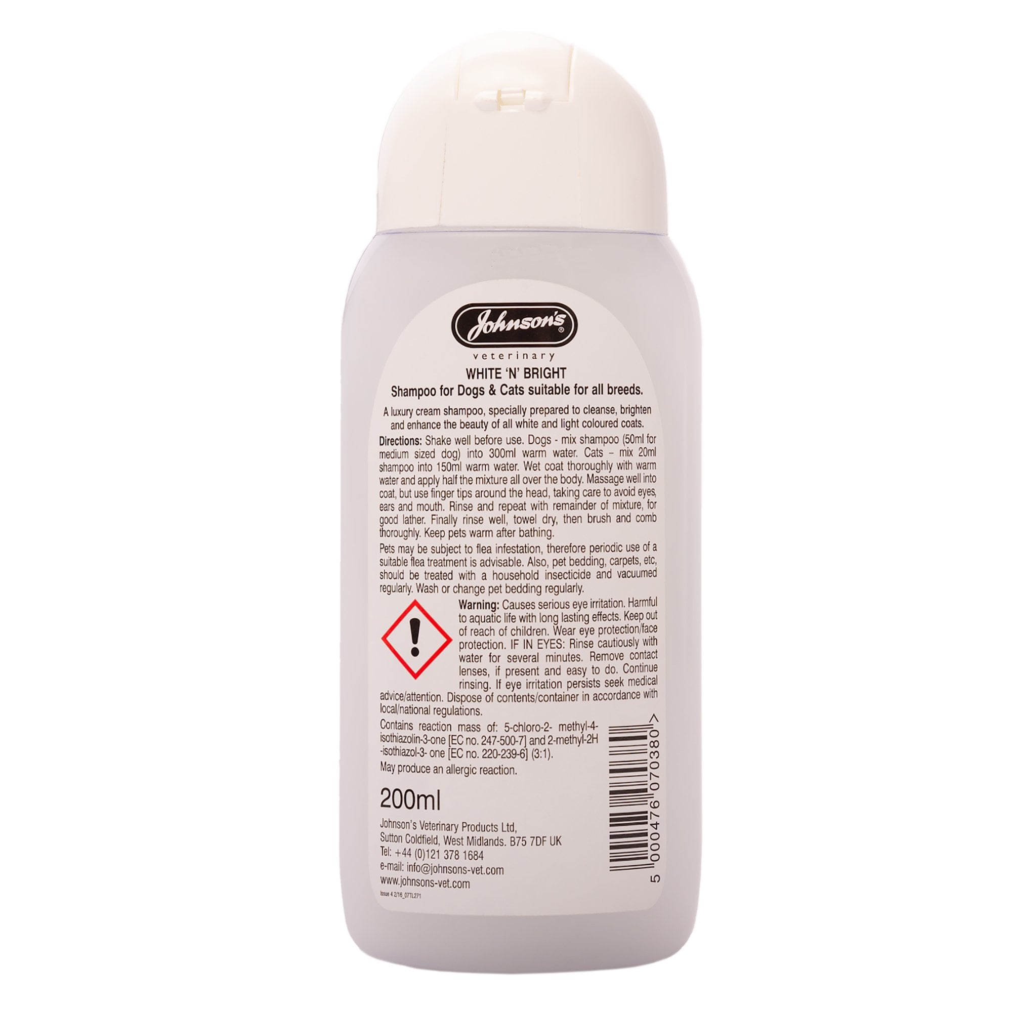Johnson's Veterinary White 'n' Bright Dog & Cat Shampoo 200ml