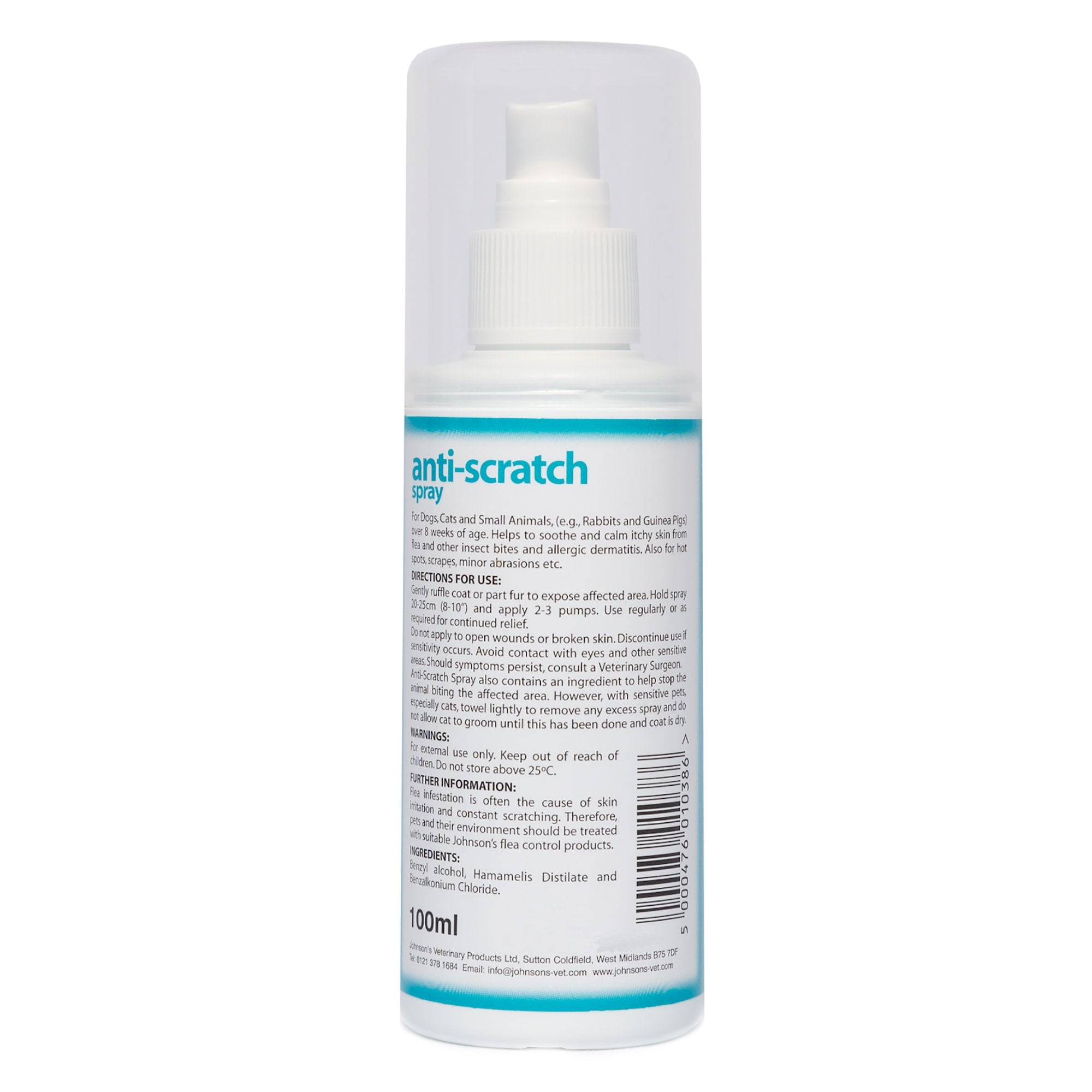 Johnson's Veterinary Anti-Scratch Spray for Dogs & Cats 100ml