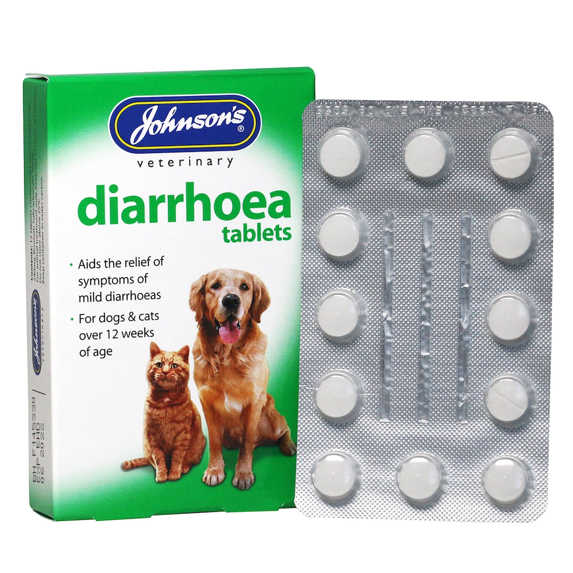 Johnson's Veterinary Diarrhoea Tablets For Cats & Dogs - 12 Pack