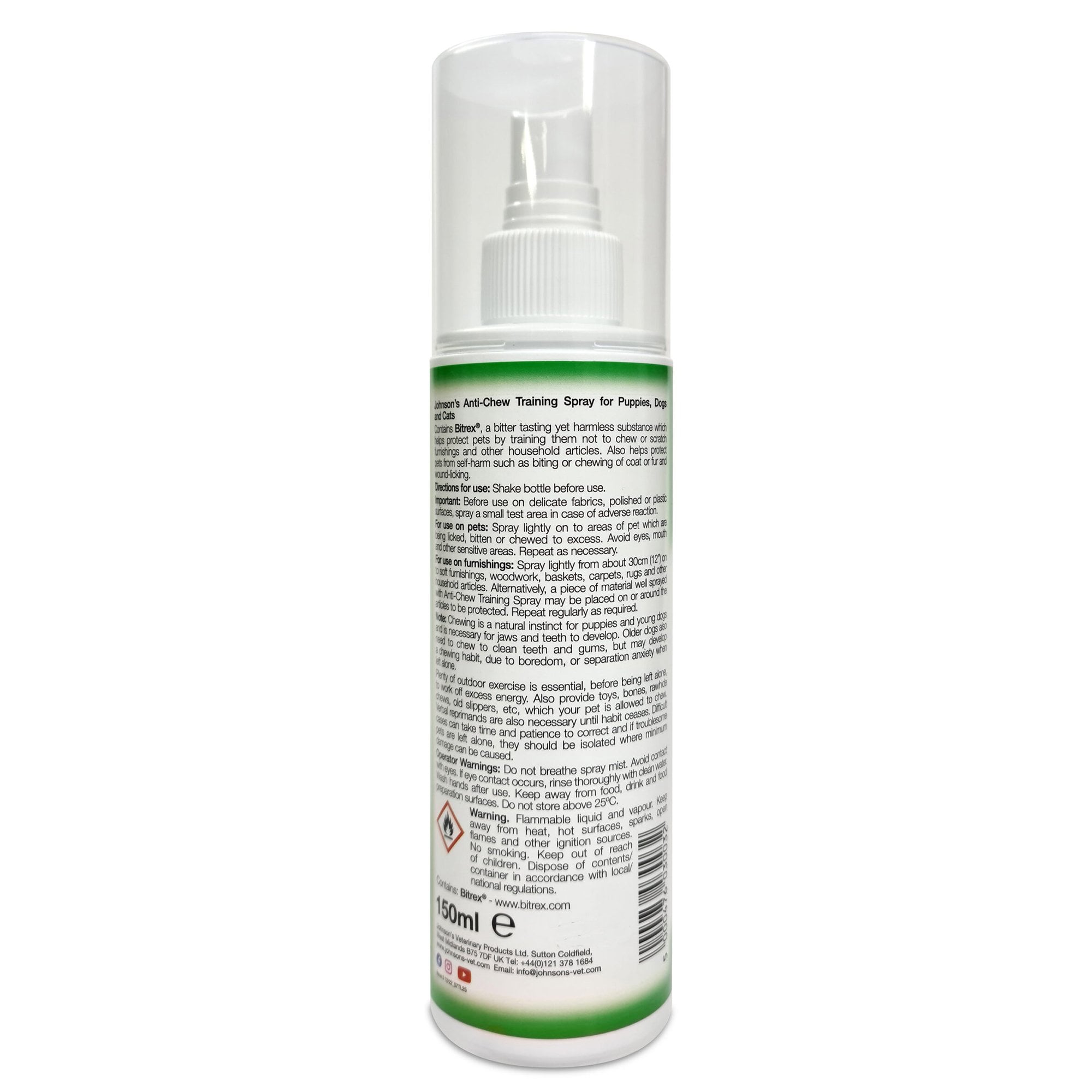 Johnson's Veterinary Anti Chew Repellent Training Spray 150ml