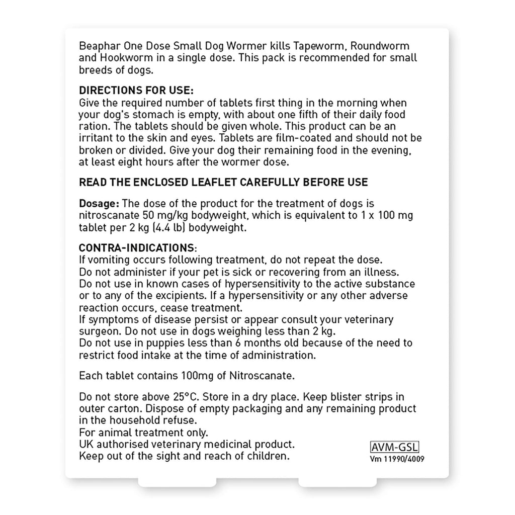 Beaphar One Dose Small Dog Wormer - 3 Pack