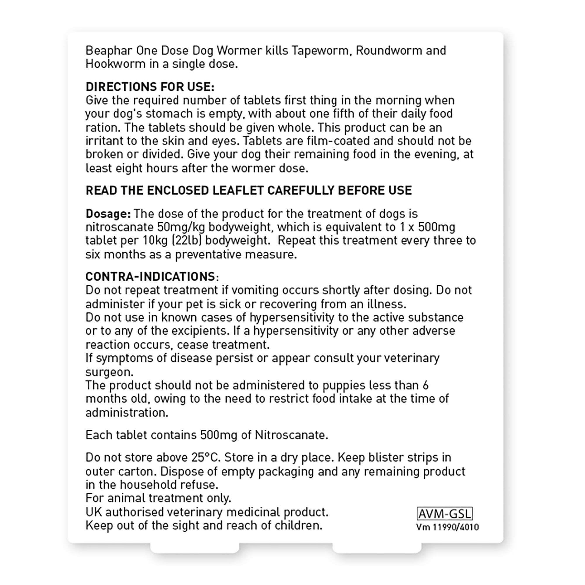 One Dose Worming Tablets For Dogs (6-20kg) - 2 Pack