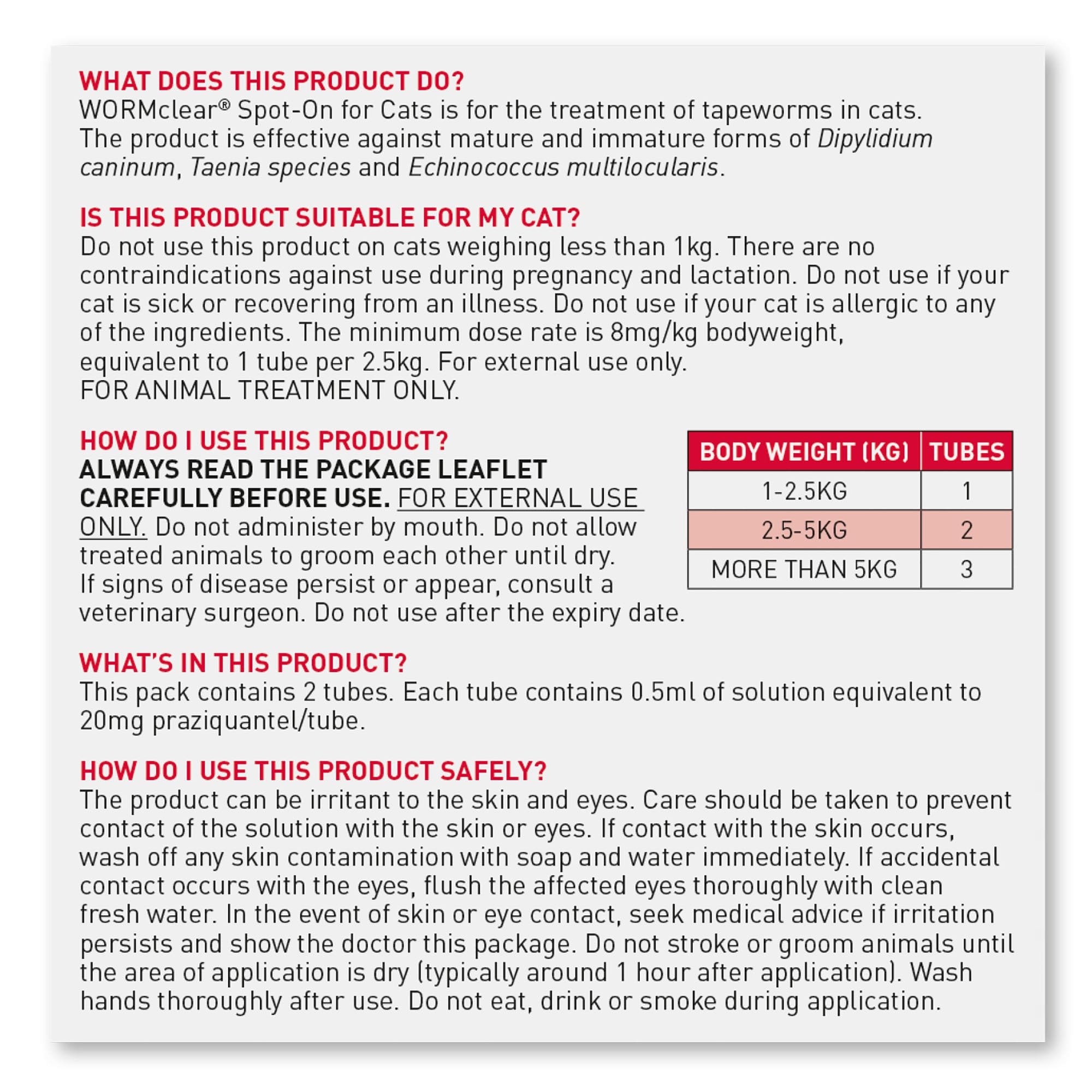 WORMclear Worming Spot-On For Cats - 2 Pack