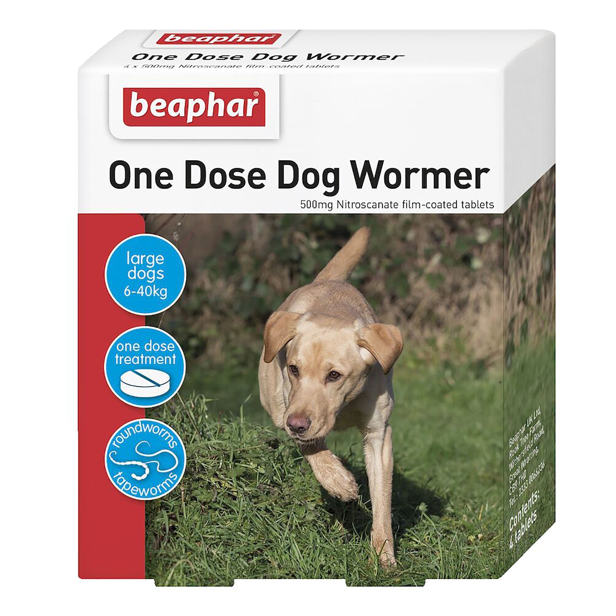 One Dose Worming Tablets for Dogs (6-40kg) - 4 Pack