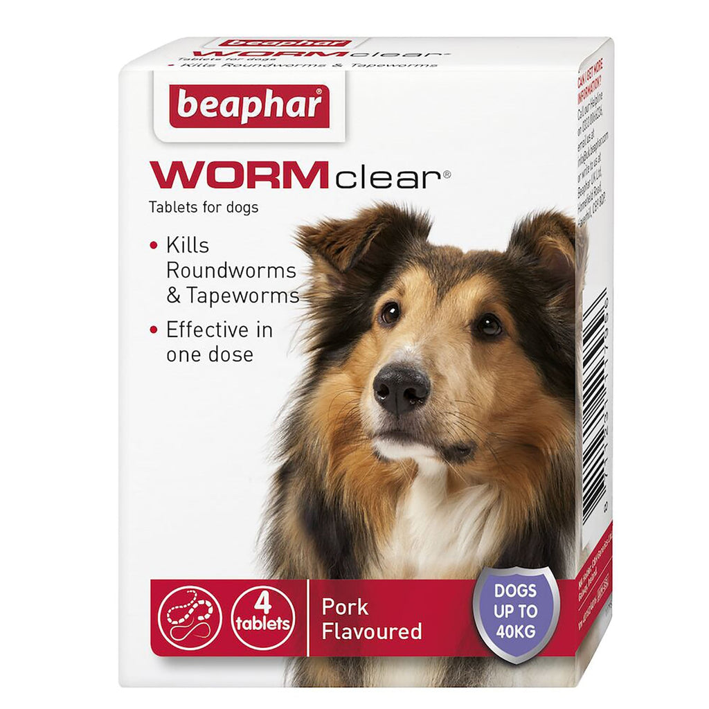 Beaphar WORMclear Worming Tablets For Dogs (Up To 40kg) - 4 Pack
