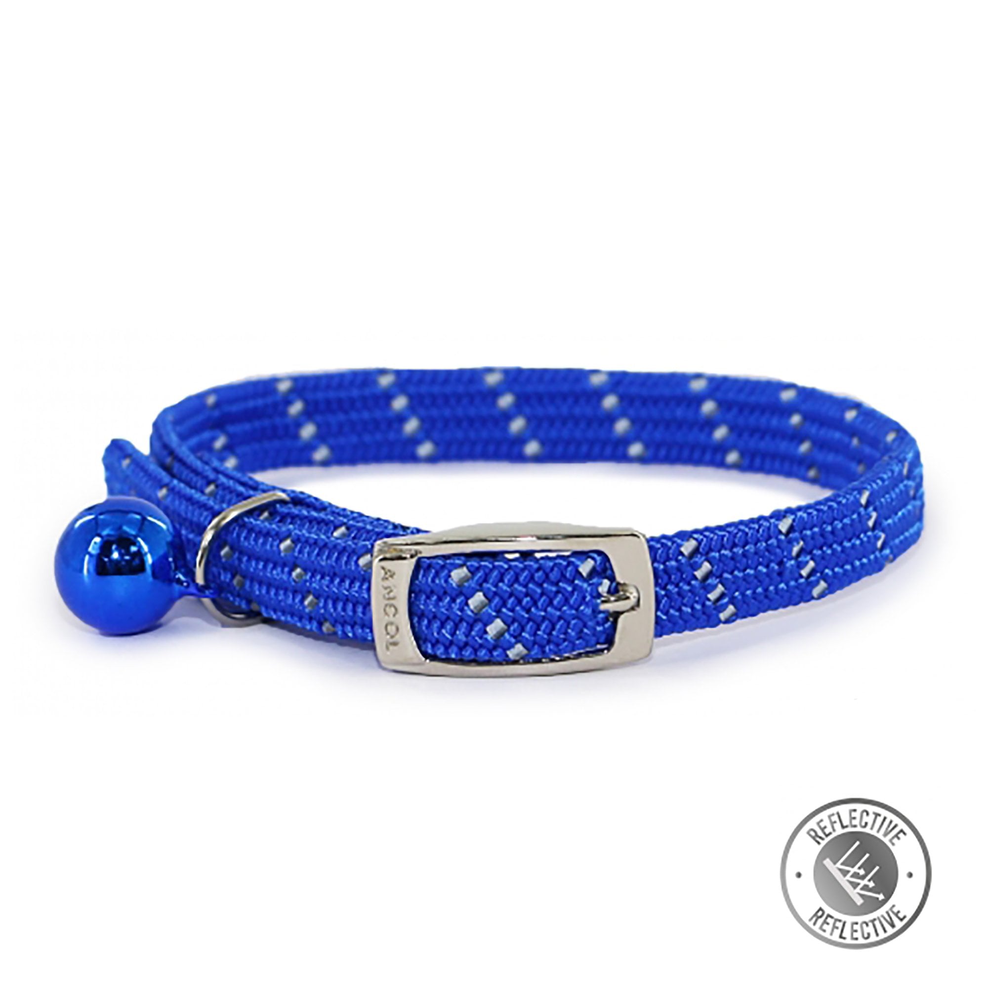 Ancol Softweave Reflective Elastic Cat Collar - Blue (20-30cm)