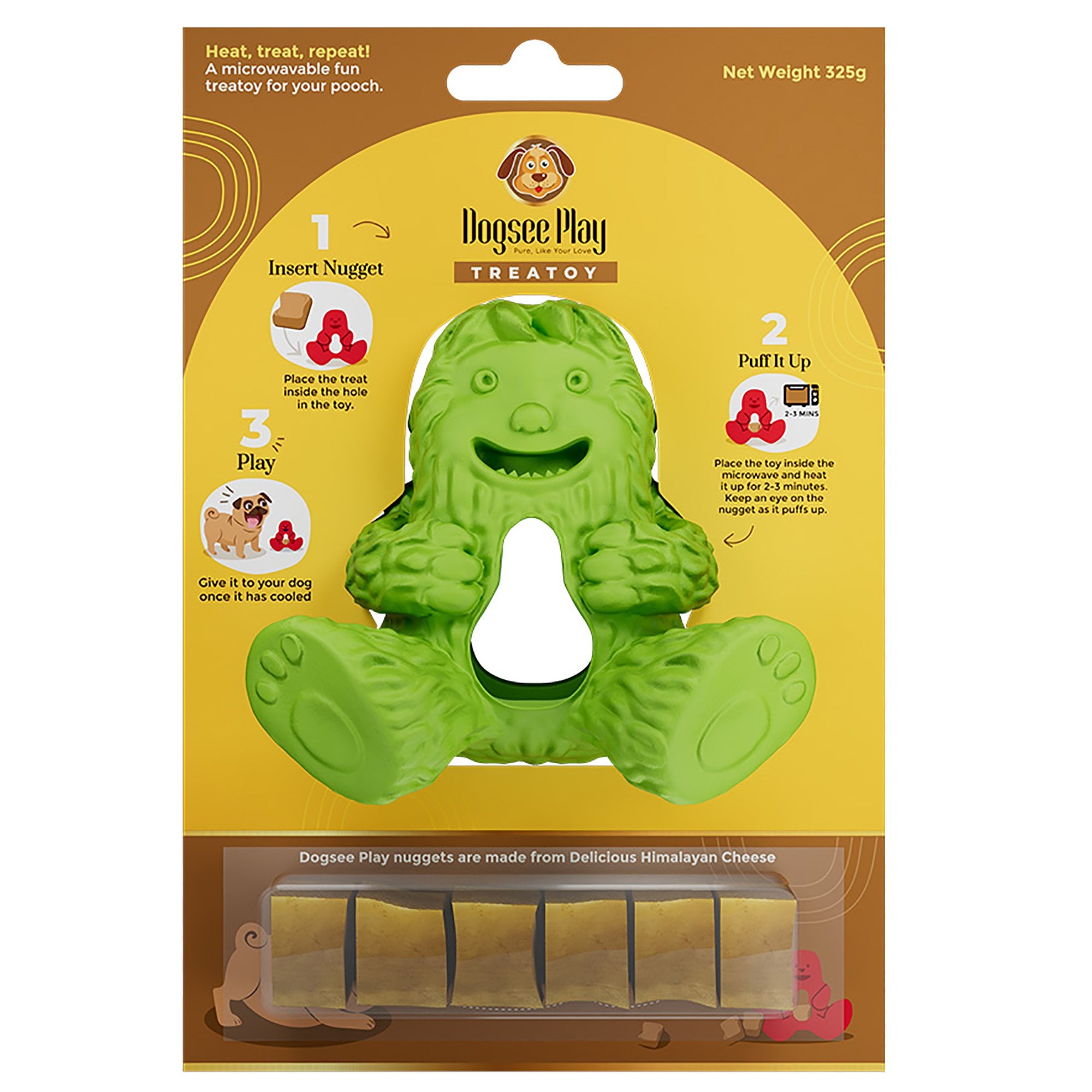 Dogsee Play Treatoy Yeti Enrichment Toy For Dogs - Green