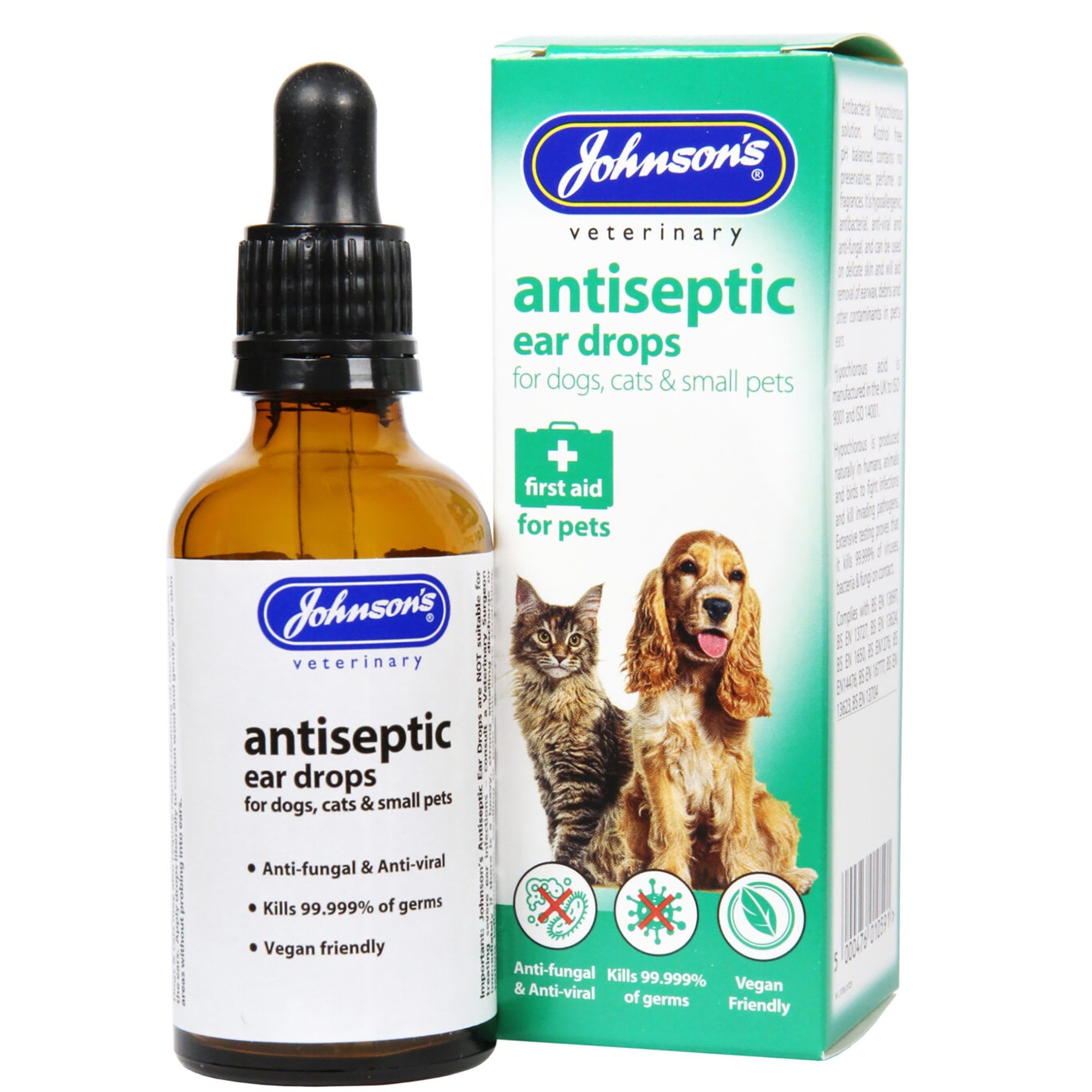 Antiseptic Ear Drops For Dogs, Cats & Small Pets 50ml