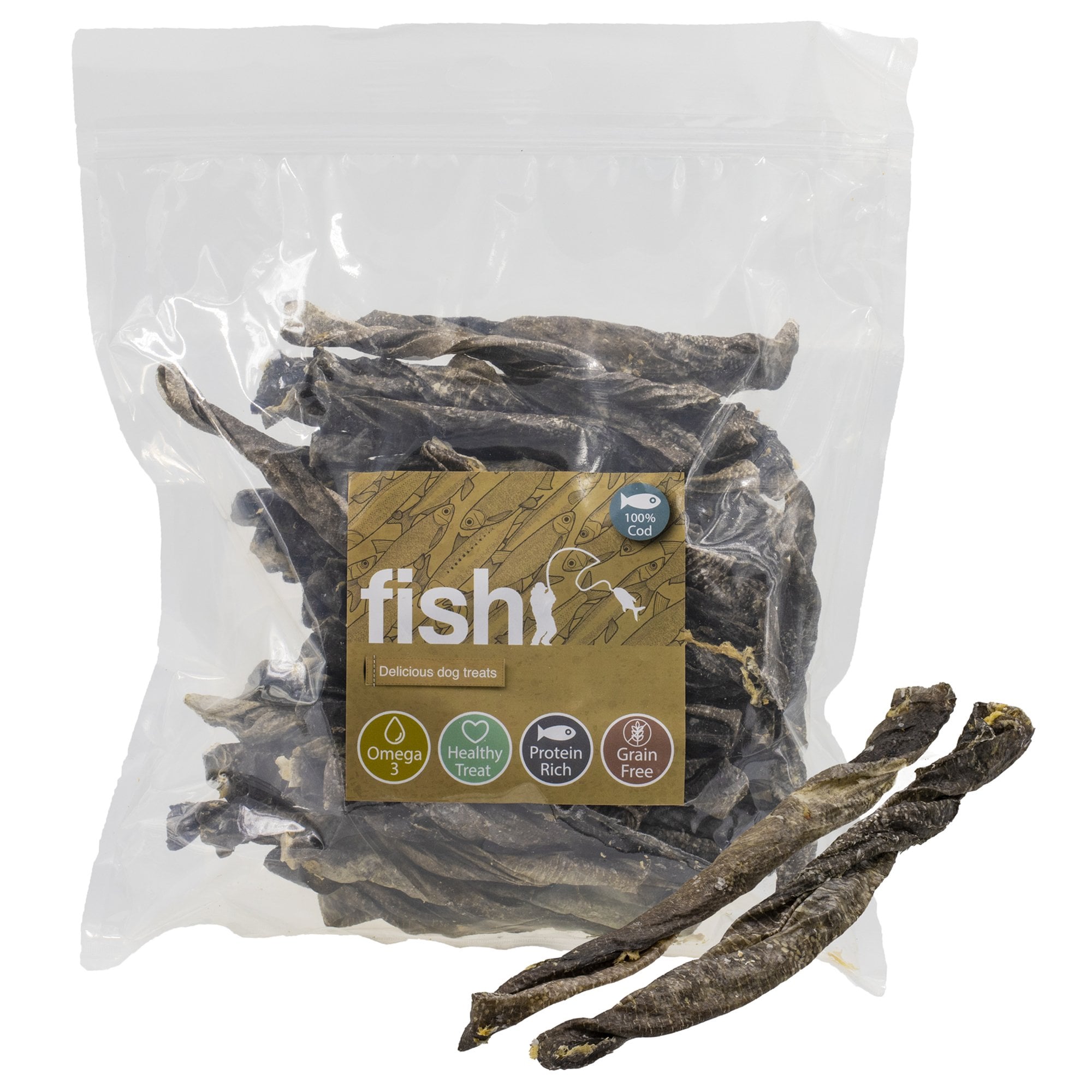 James & Steel Cod Skin Twists Dog Treats 500g