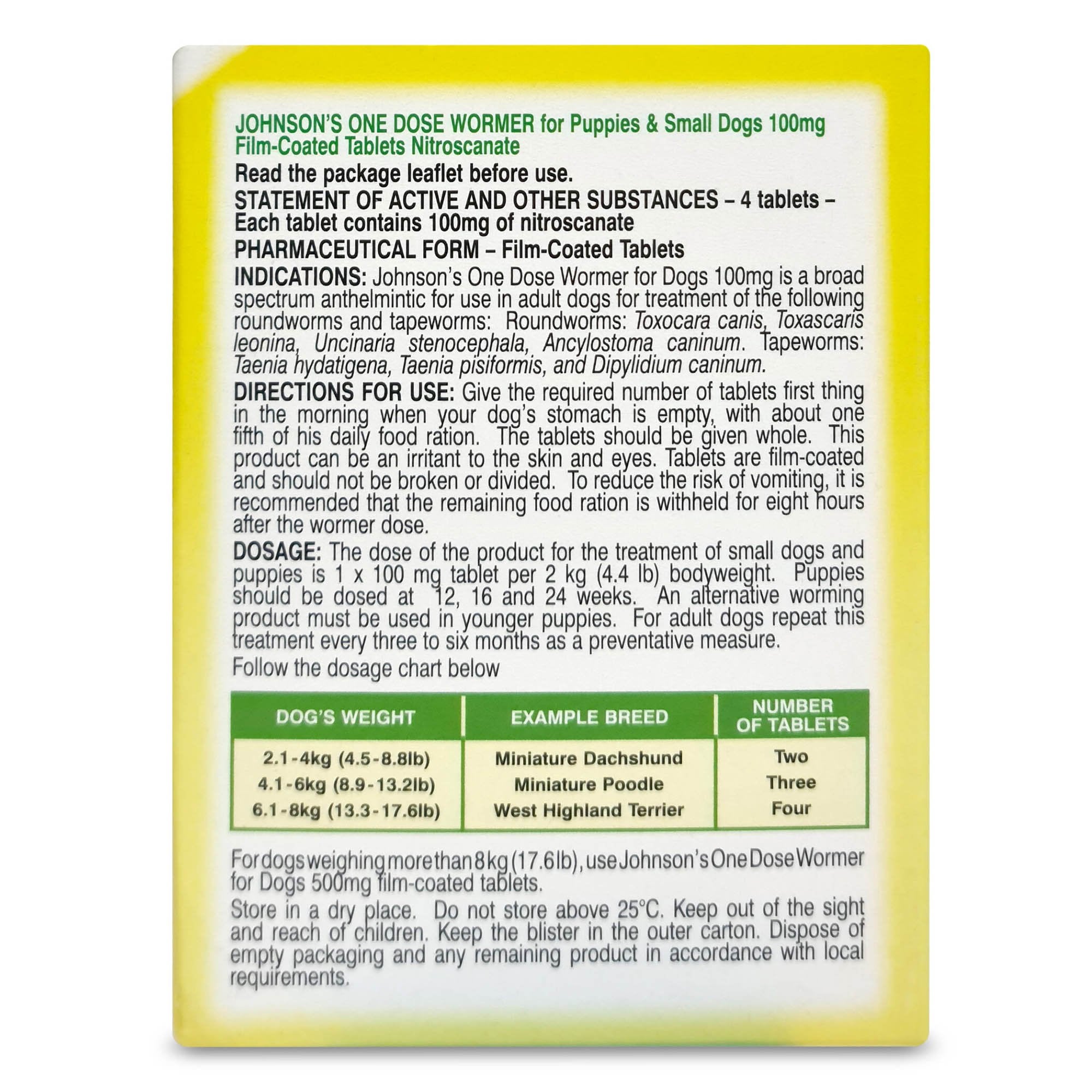 One Dose Wormer For Puppies & Small Dogs Size 1