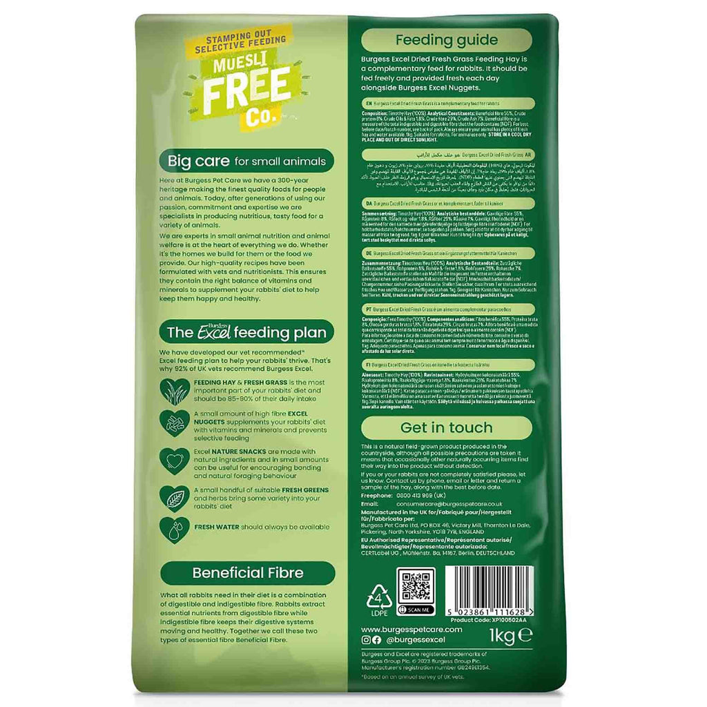 Excel Feeding Hay Dried Fresh Grass 1kg