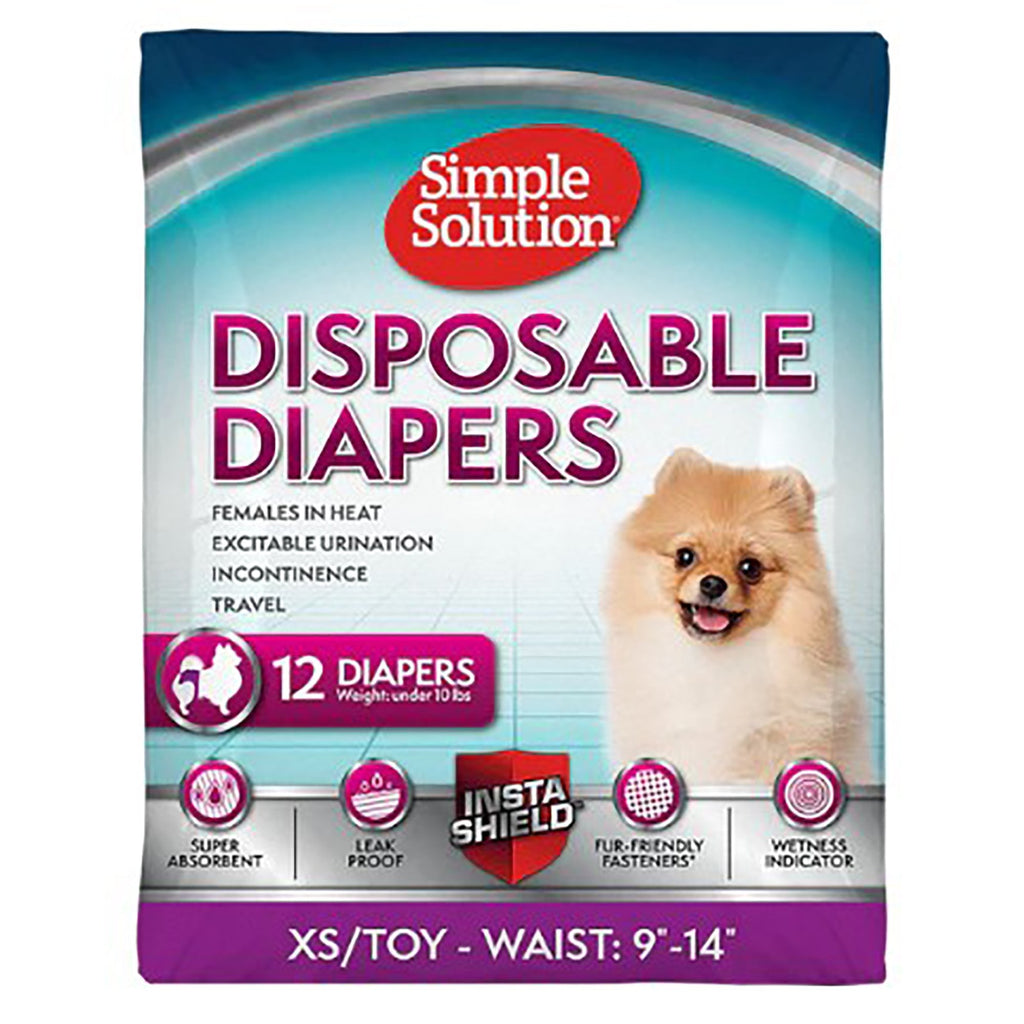 Simple Solution Disposable Diapers For XS/Toy Dogs 12 Pack
