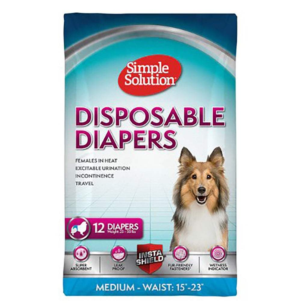 Simple Solution Disposable Diapers For Medium Dogs 12 Pack