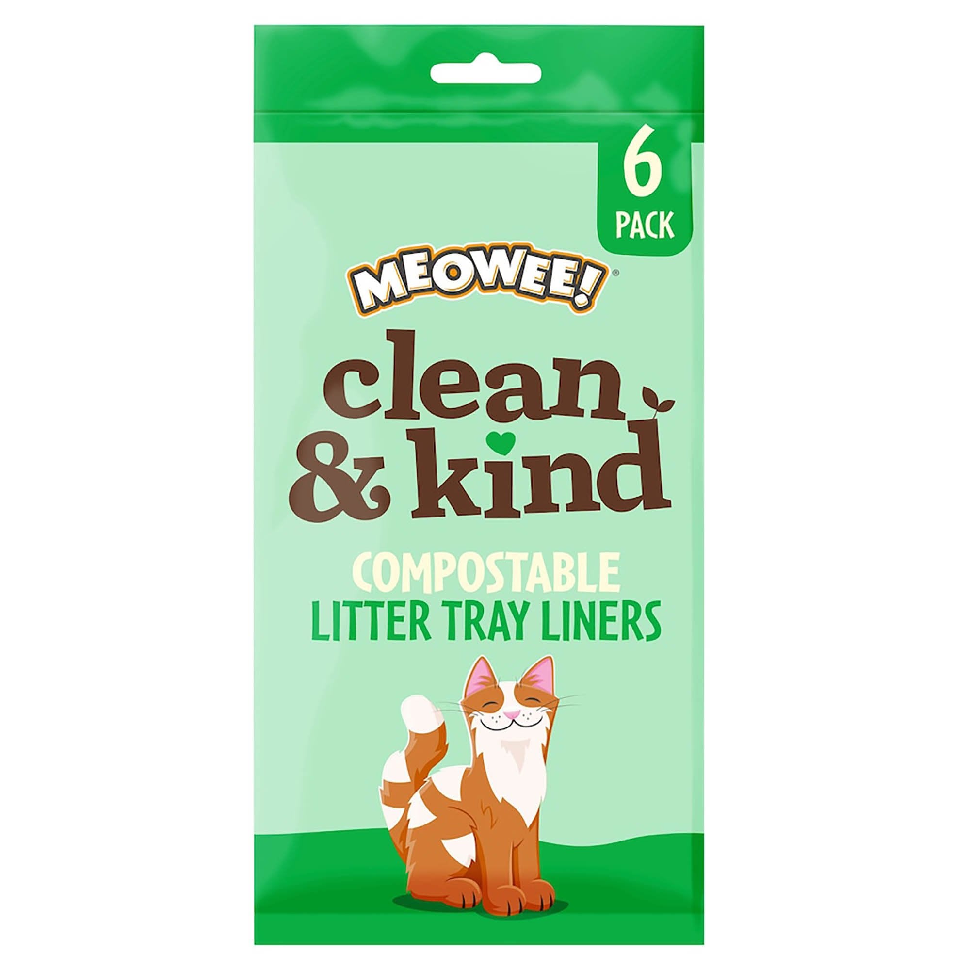 Meowee! Clean & Kind Compostable Cat Litter Tray Liners - 6 Pack