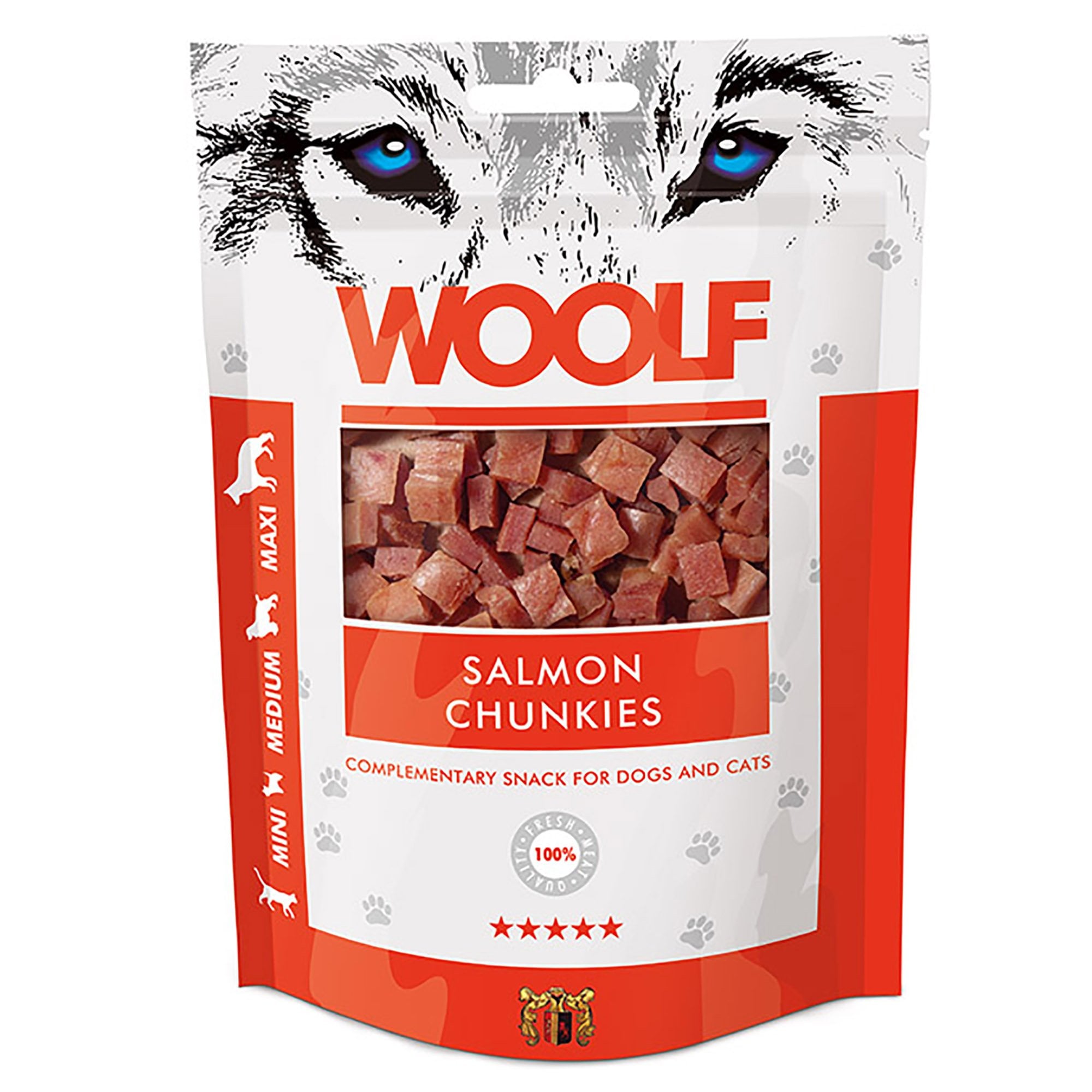 WOOLF Salmon Chunkies Natural Dog Treats 100g
