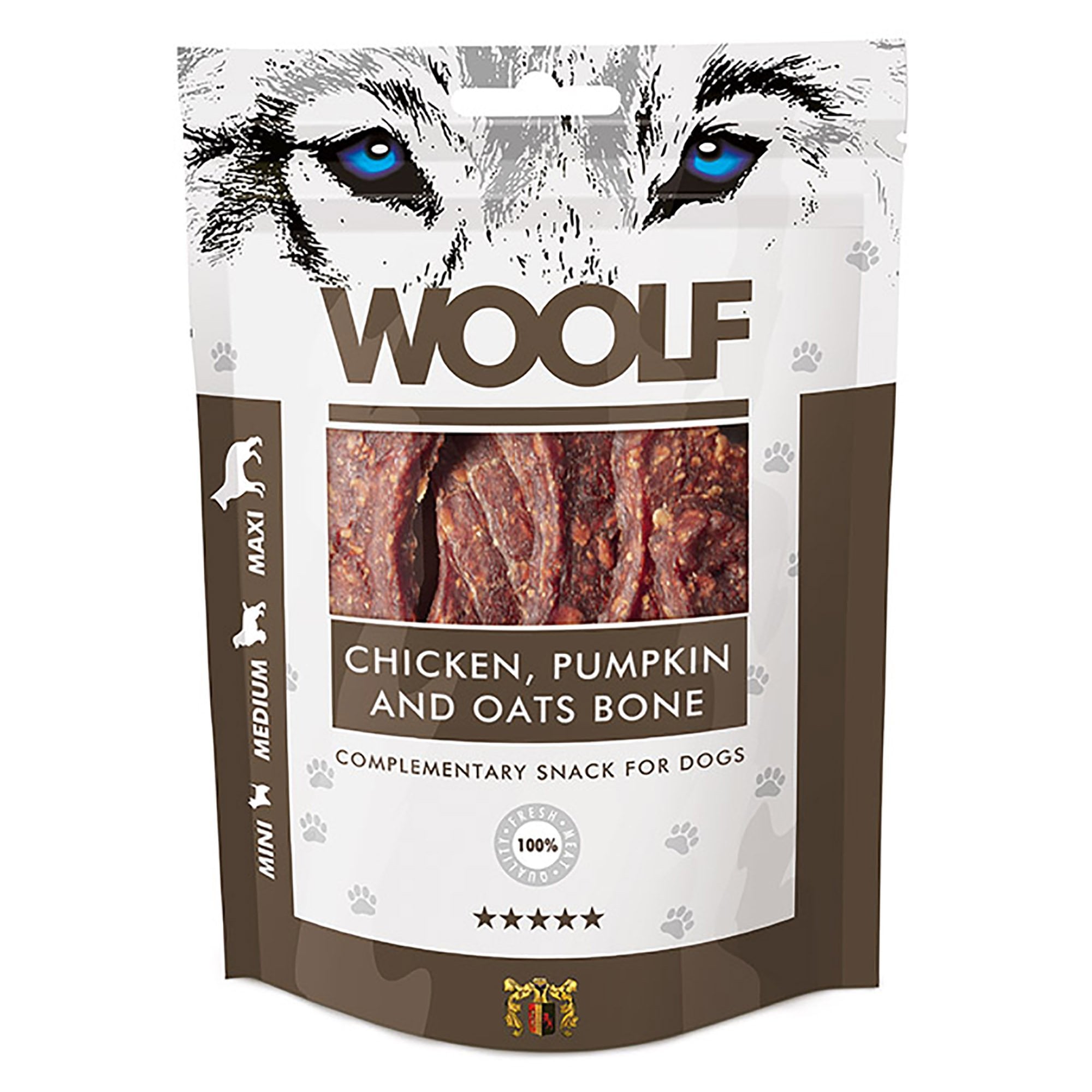 WOOLF Chicken, Pumpkin & Oats Bone Natural Dog Treats 100g
