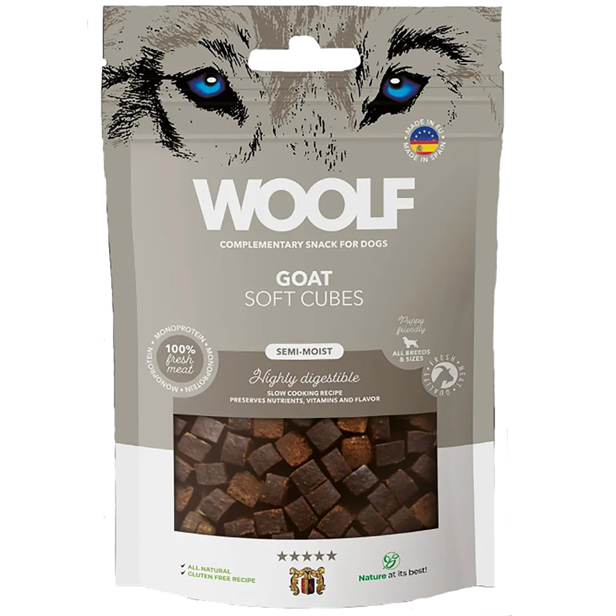 WOOLF Goat Soft Cubes Natural Dog Treats 100g