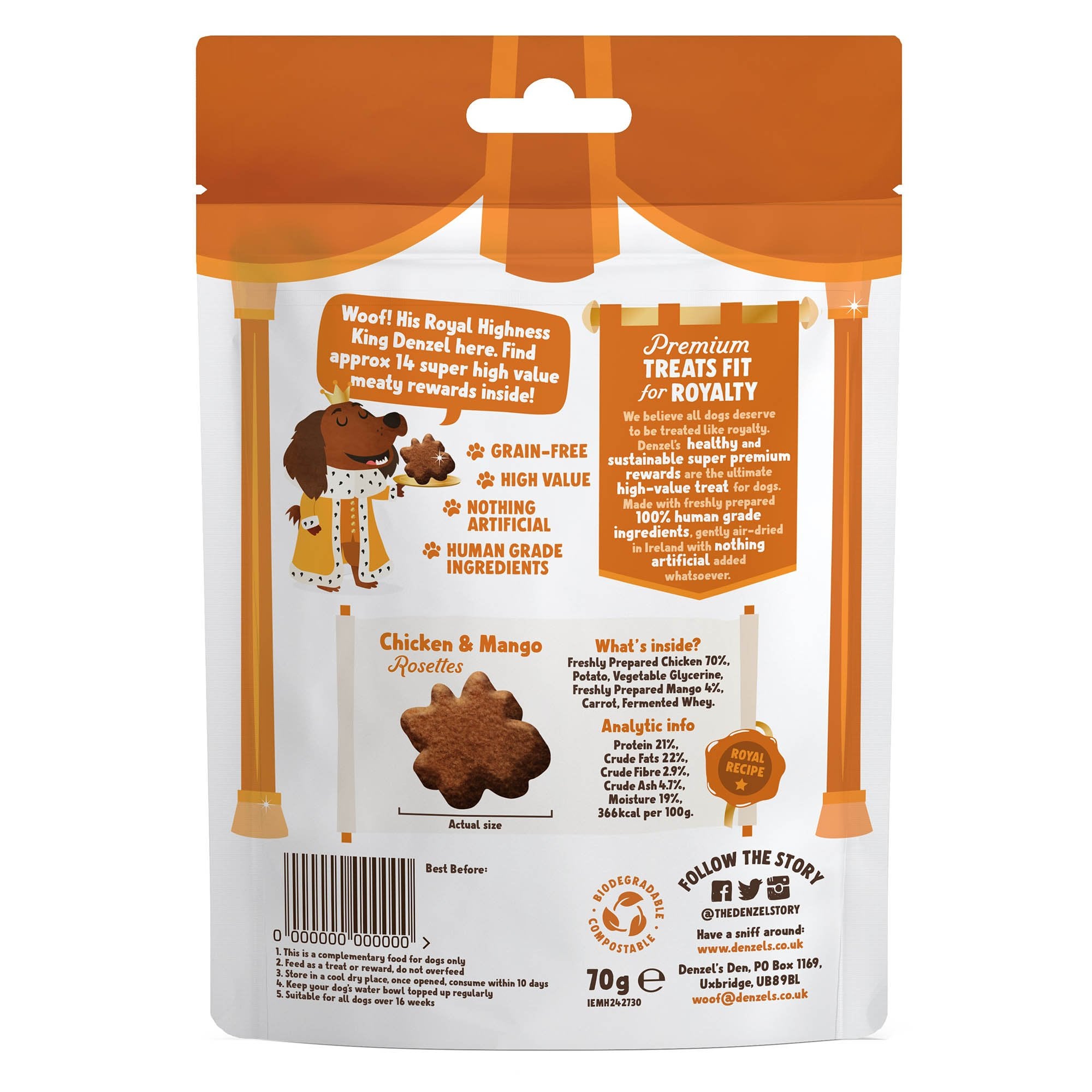 Denzel's Chicken & Mango Rewards Dog Treats 70g