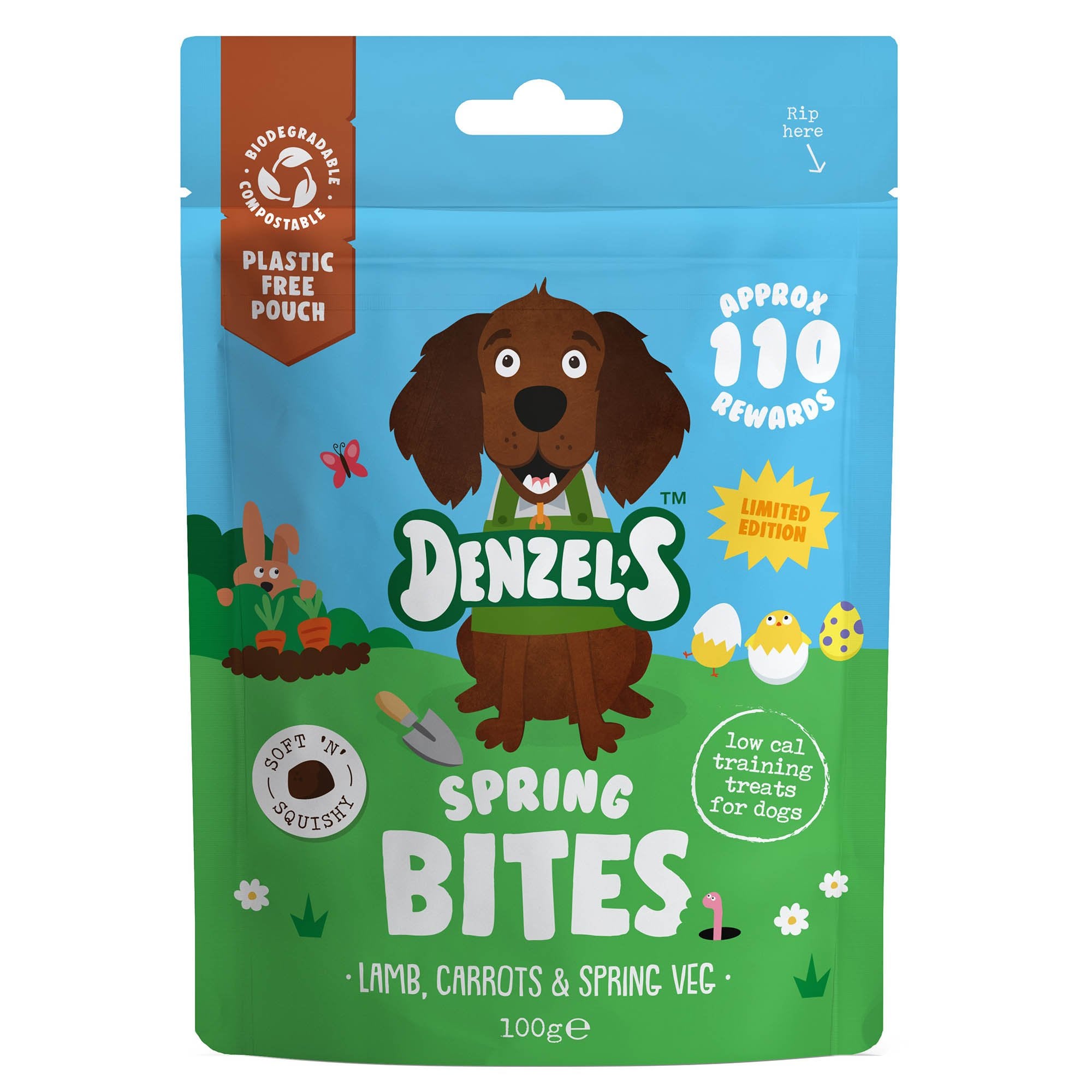 Denzel's Springtime Bites Lamb & Veg Dog Treats 100g