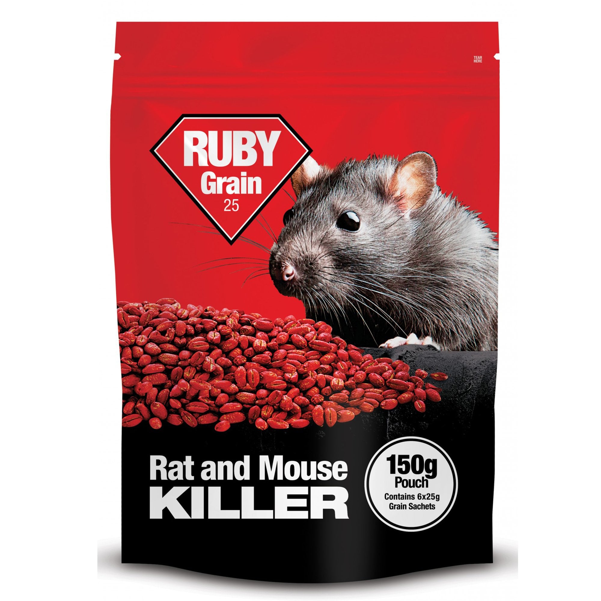 Ruby Grain 25 Rat & Mouse Killer 150g Pouch